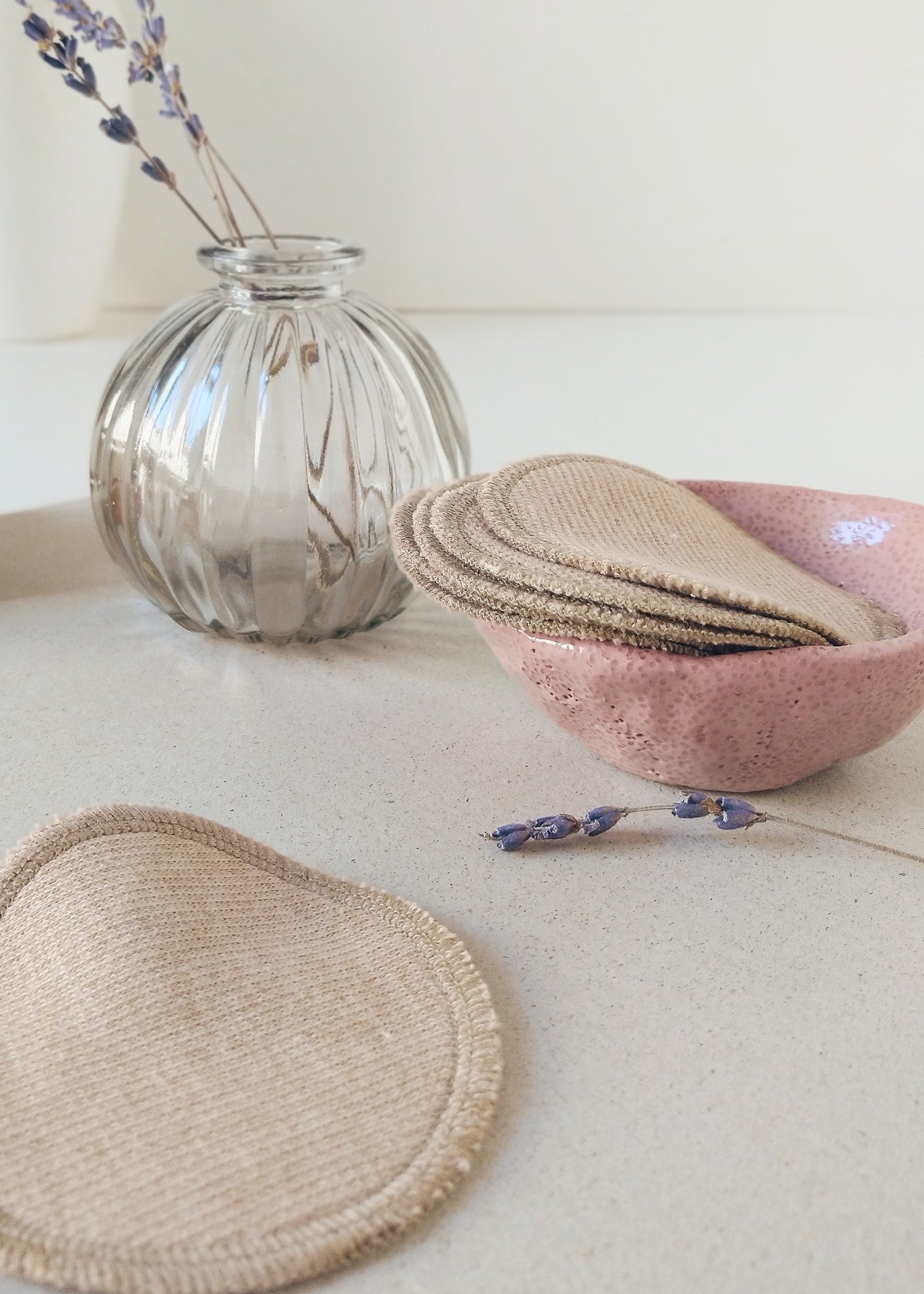 Face Pads & Pouch - Stripes/Brown Organic Cotton - 100% Cotton (organic) / 100 % Baumwolle (Bio)