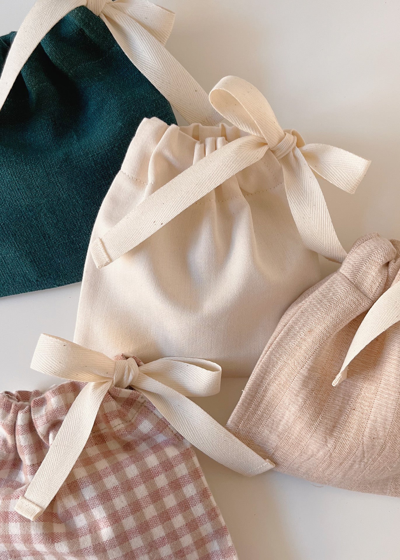 Face Pads & Pouch - Forest Green/Brown - Cotton (organic) and True hemp / Baumwolle (Bio) und Hanf