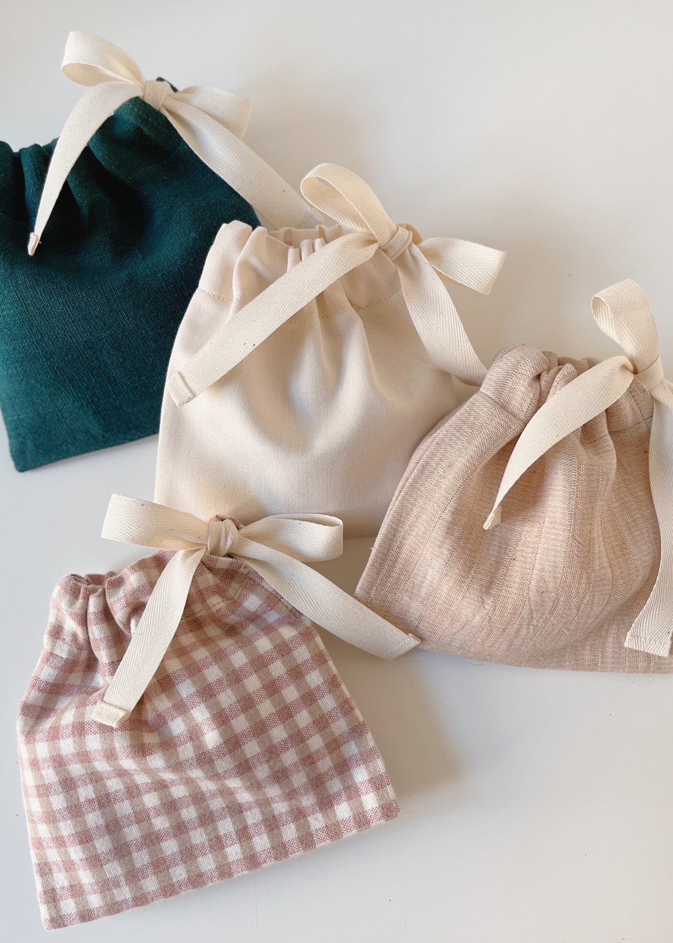 Face Pads & Pouch - Gingham/Brown Organic Cotton - 100% Cotton (organic) / 100 % Baumwolle (Bio)