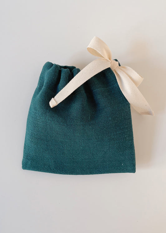 Face Pads & Pouch - Forest Green/Ivory - Cotton (organic) and True hemp / Baumwolle (Bio) und Hanf