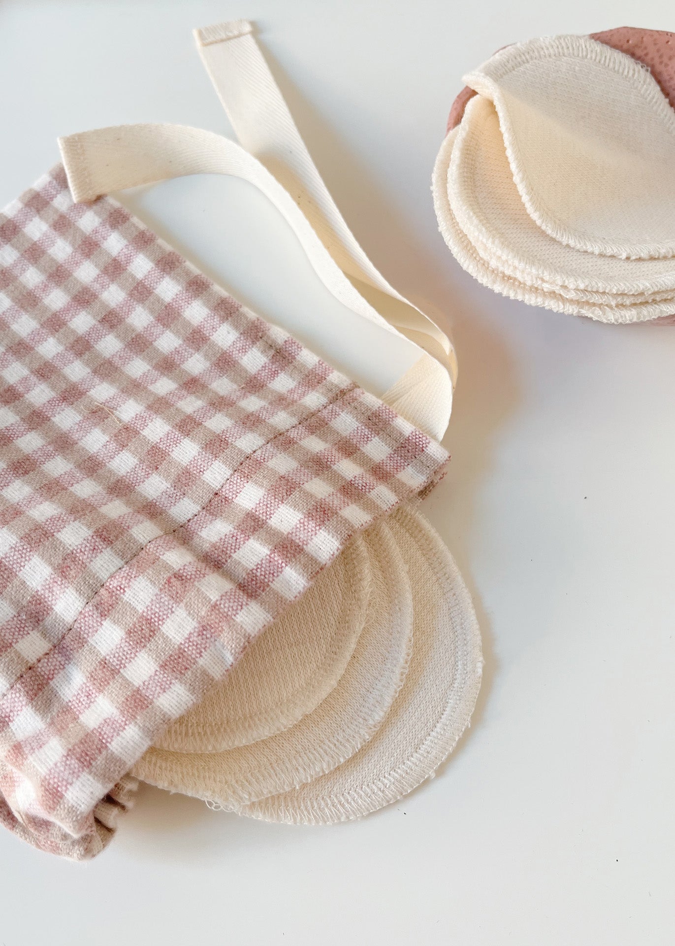 Face Pads & Pouch - Gingham/Ivory Organic Cotton - 100% Cotton (organic) / 100 % Baumwolle (Bio)