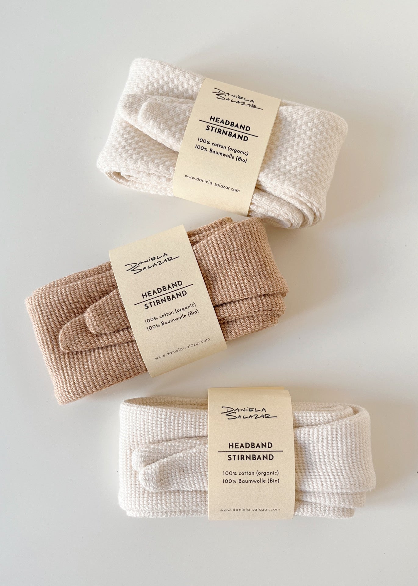 Organic Cotton Top Knot Headband - Ivory Jacquard - 100% Cotton (organic) / 100 % Baumwolle (Bio)