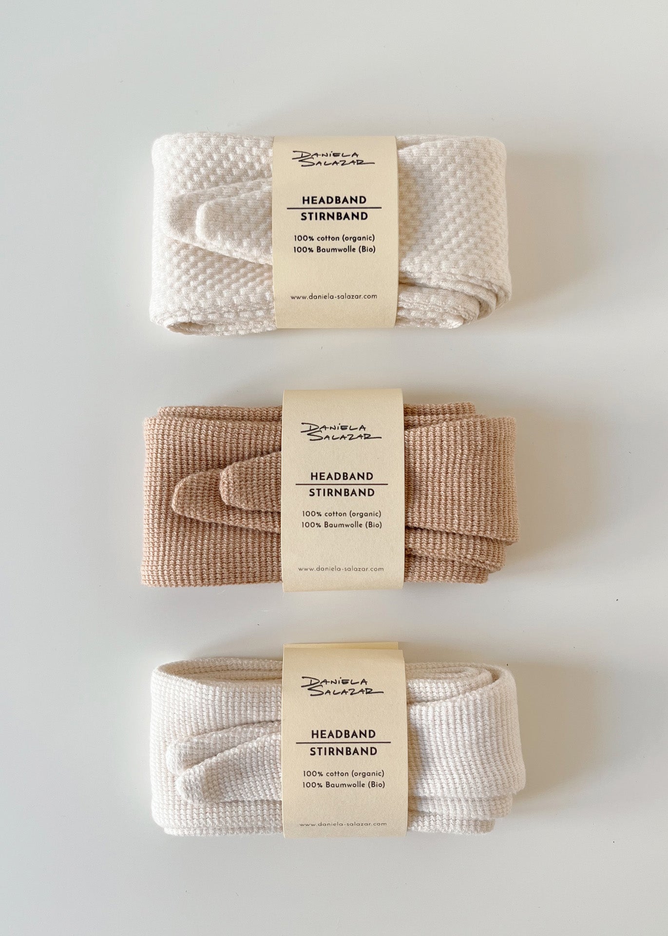 Organic Cotton Top Knot Headband - Ivory Jacquard - 100% Cotton (organic) / 100 % Baumwolle (Bio)