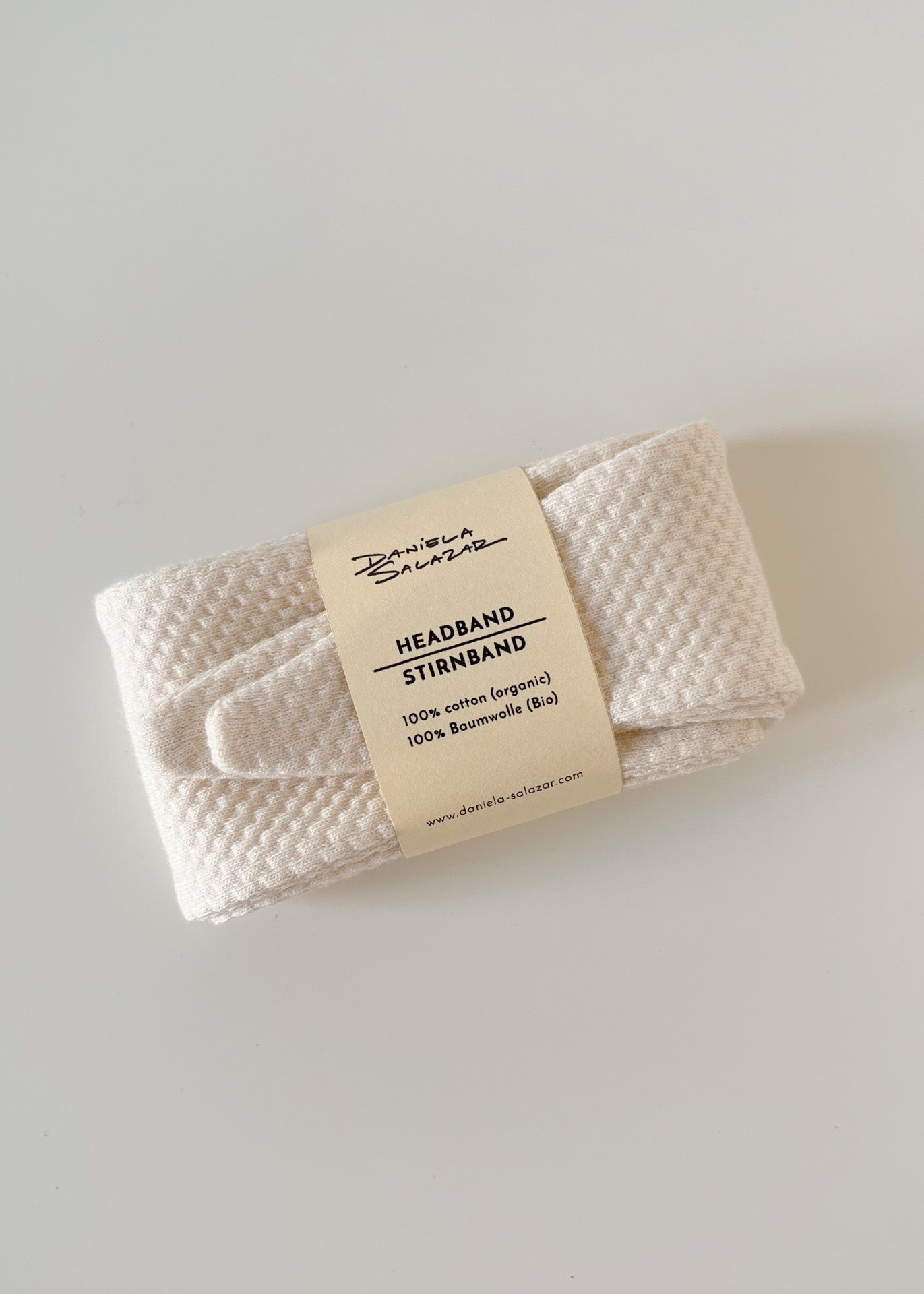 Organic Cotton Top Knot Headband - Ivory Jacquard - 100% Cotton (organic) / 100 % Baumwolle (Bio)