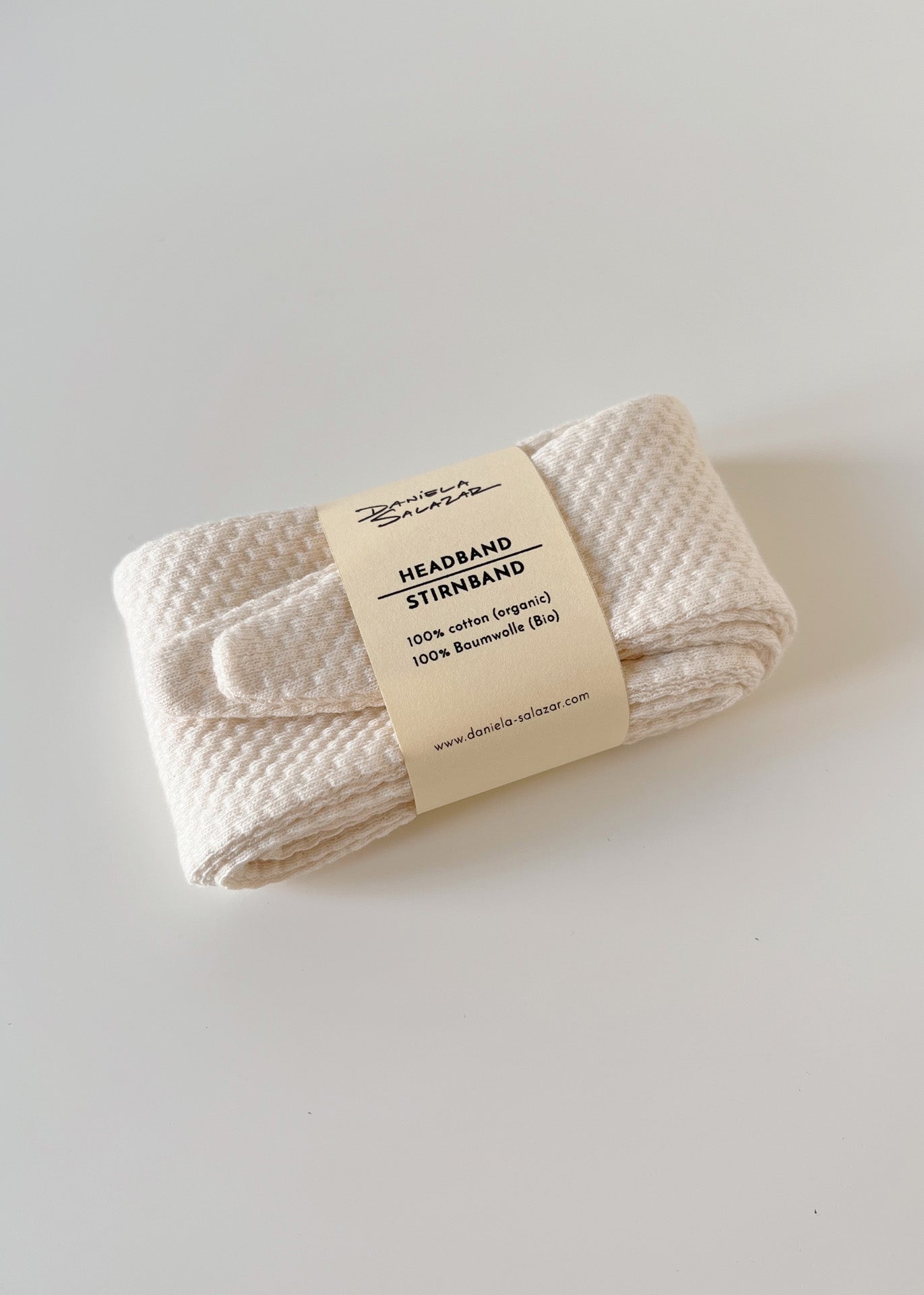 Organic Cotton Top Knot Headband - Ivory Jacquard - 100% Cotton (organic) / 100 % Baumwolle (Bio)