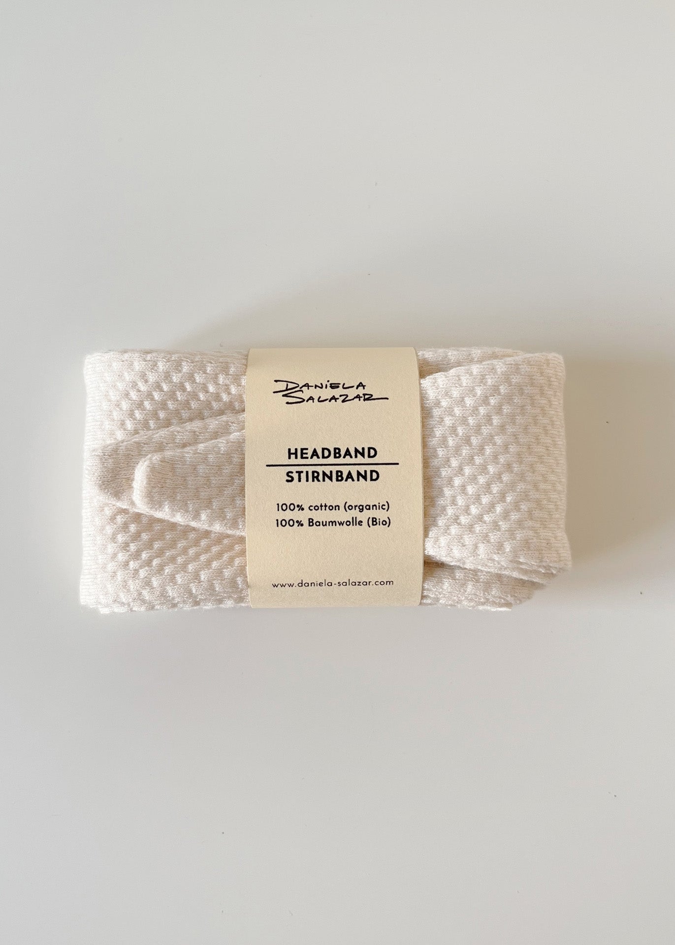Organic Cotton Top Knot Headband - Ivory Jacquard - 100% Cotton (organic) / 100 % Baumwolle (Bio)