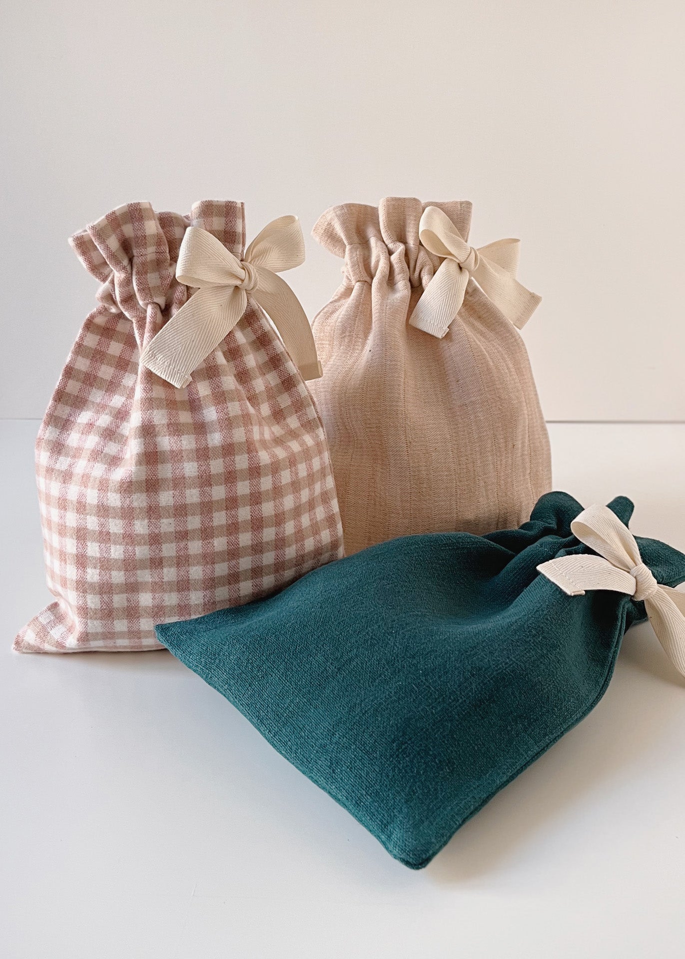 Home spa Gift Set - Gingham/Ivory - 100% Cotton (organic) / 100 % Baumwolle (Bio)