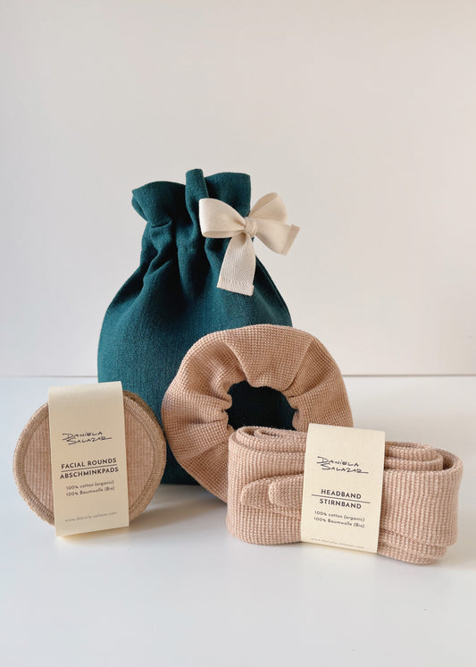 Home spa Gift Set - Forest Green/Brown - Cotton (organic) and True hemp / Baumwolle (Bio) und Hanf
