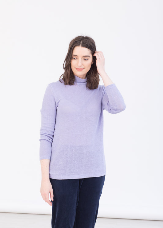 Park – Loose fit turtleneck sweater in Lavender - 100% true hemp / 100 % Hanf