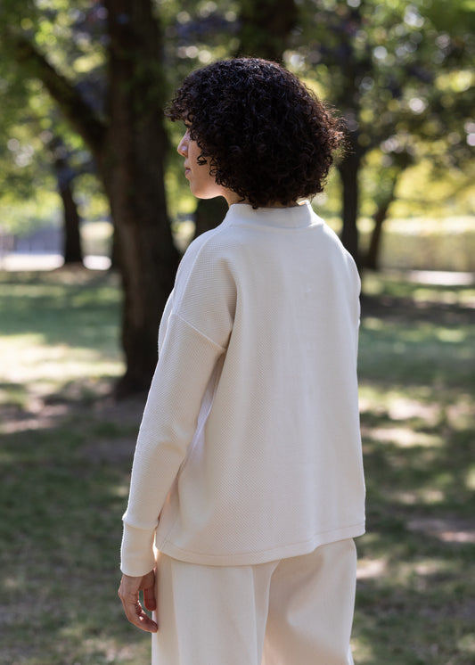 Andes - Pullover in Ivory Jacquard - 100% Cotton (organic) / 100 % Baumwolle (Bio)
