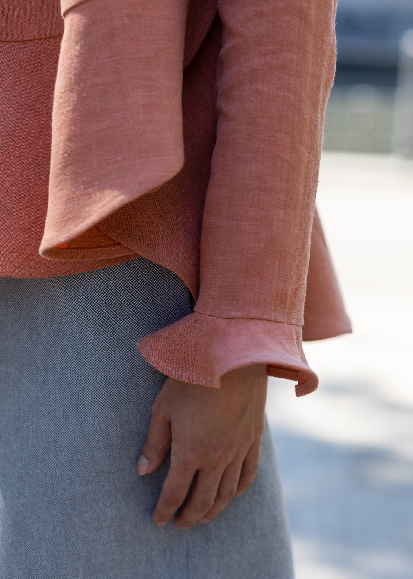 Mara – Long Sleeves Ruffles Top - Coral
