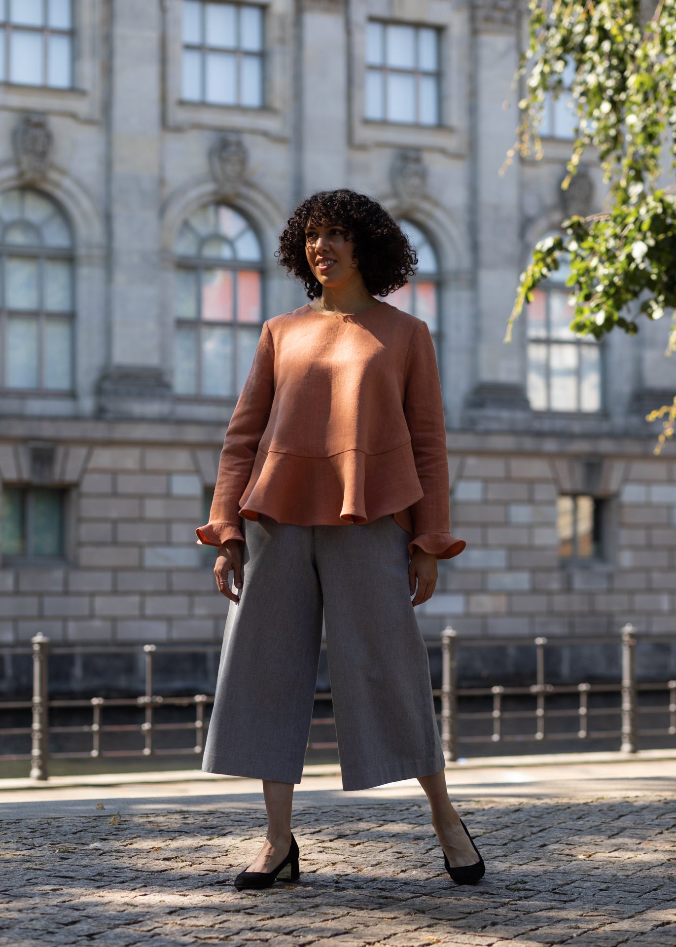 Mara – Long Sleeves Ruffles Top - Coral