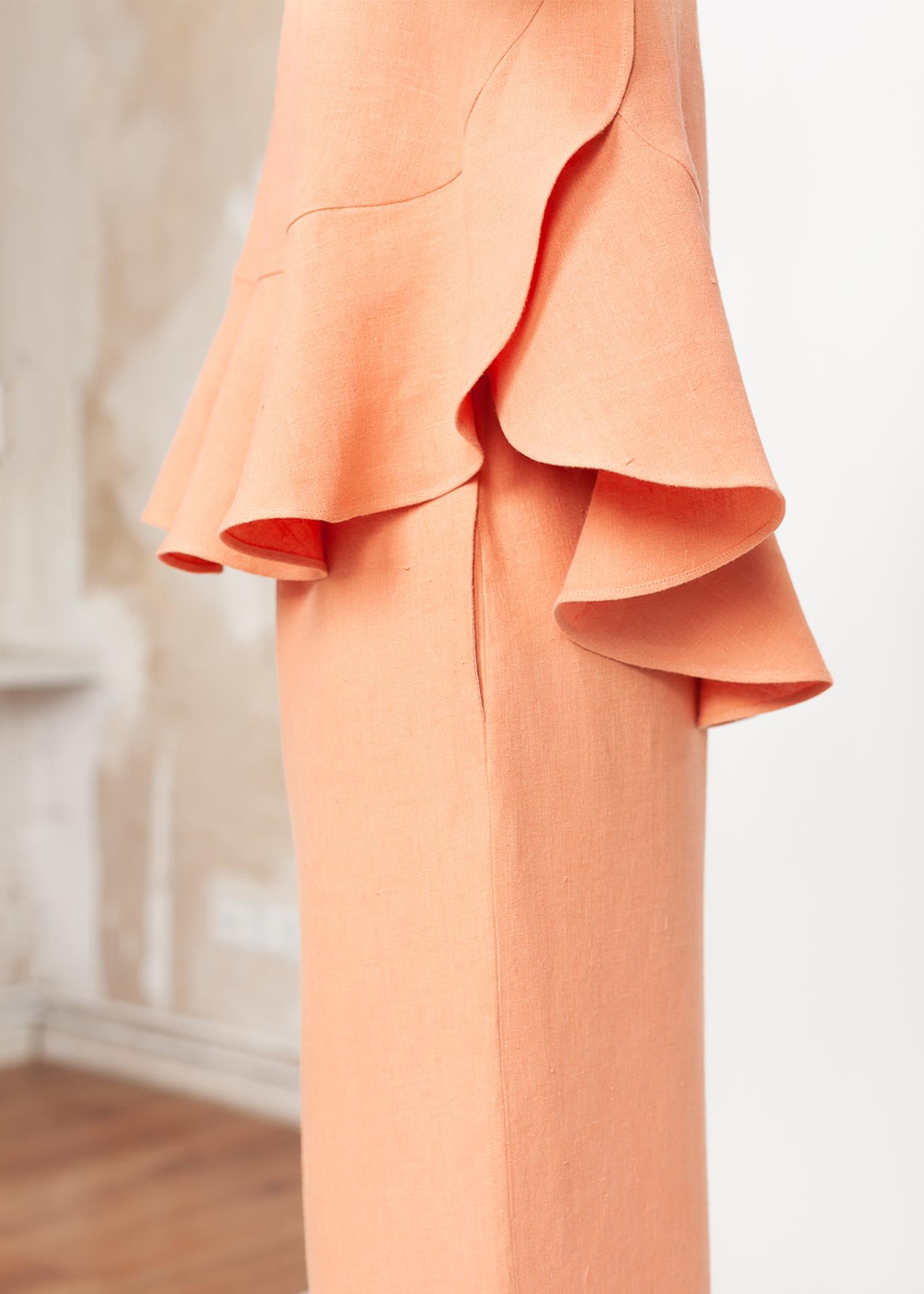 Mara - Ruffles Top in Coral - 100% true hemp / 100 % Hanf