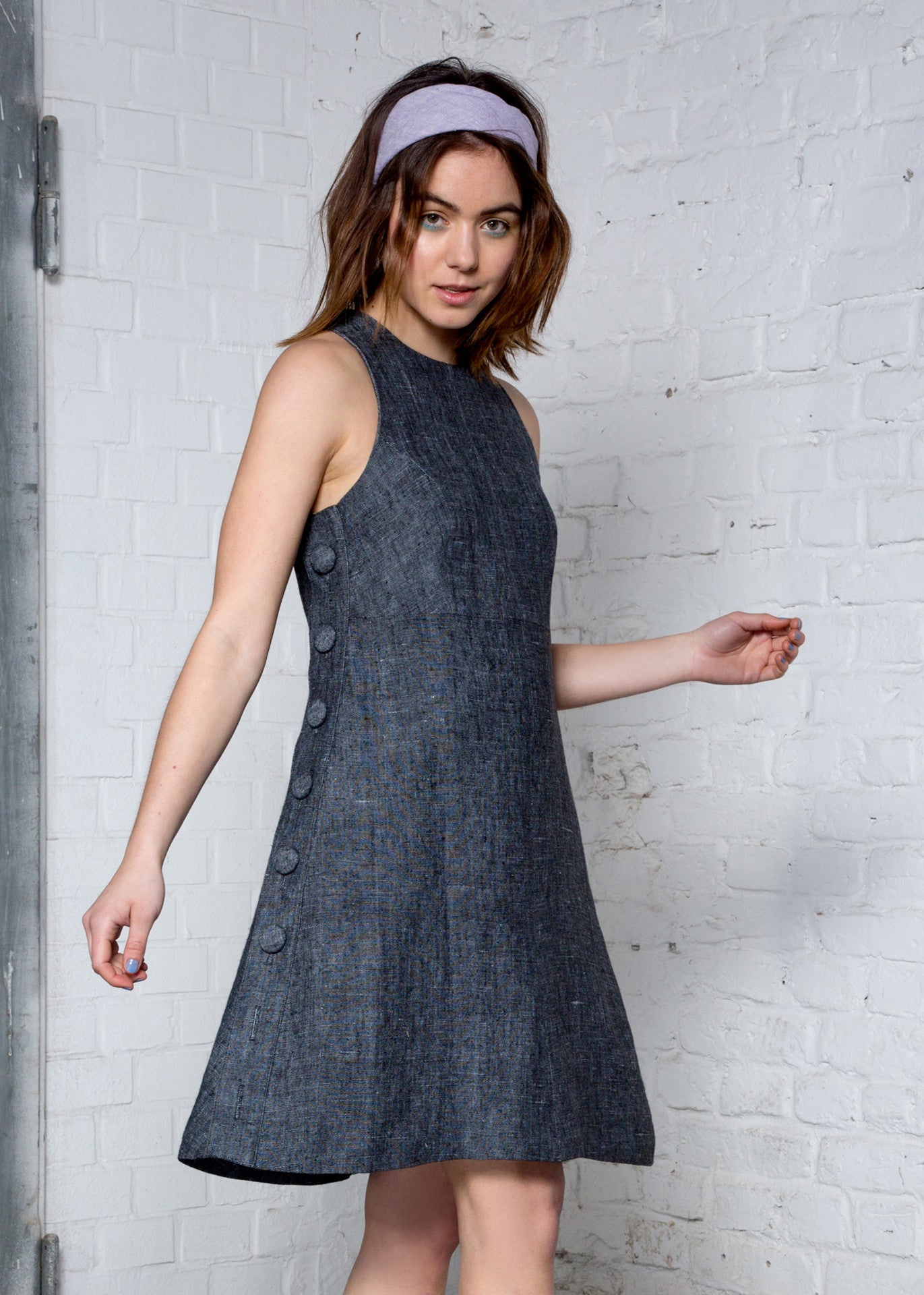 Black Hemp chambray halter dress - 100% true hemp / 100 % Hanf
