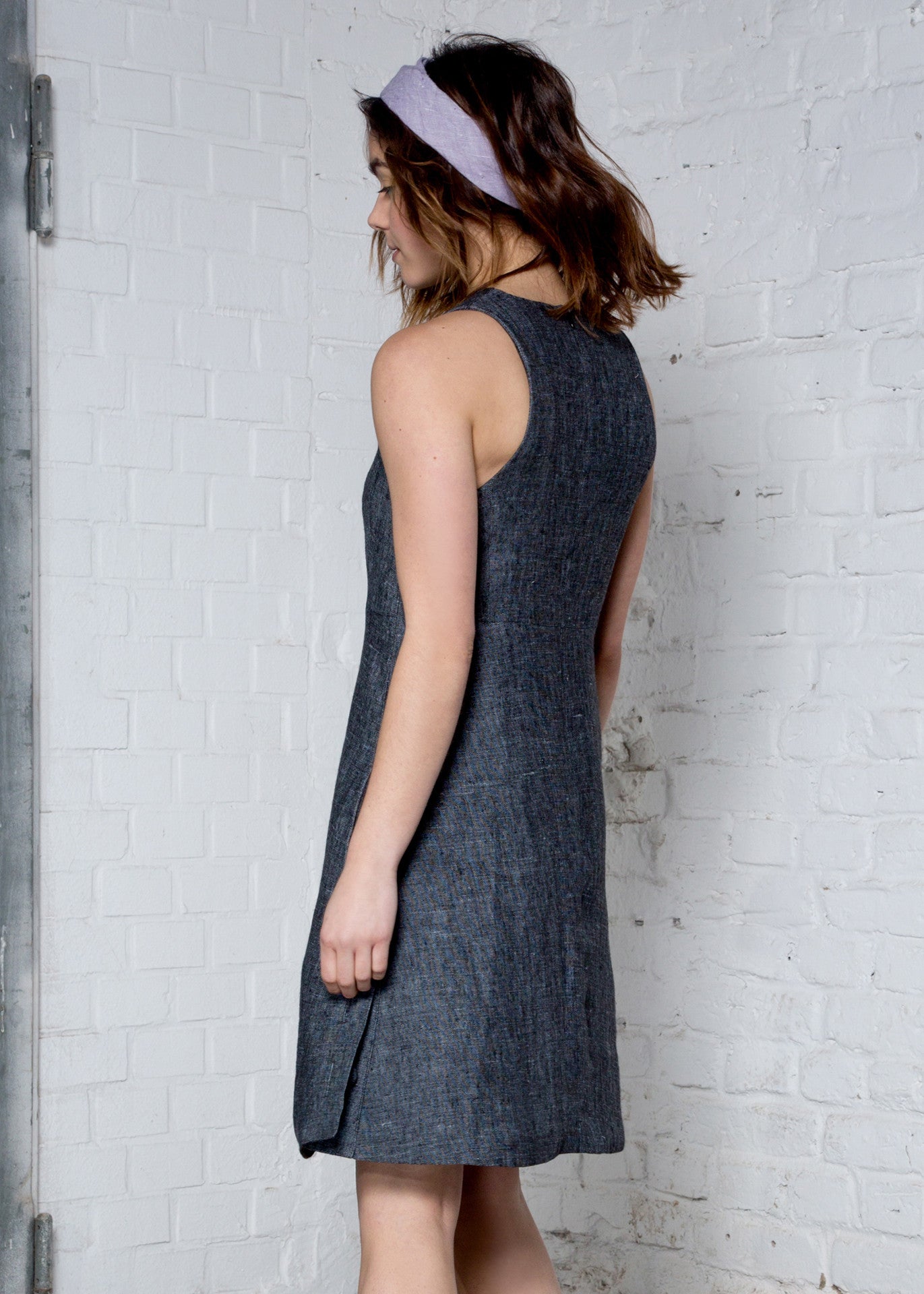 Black Hemp chambray halter dress - 100% true hemp / 100 % Hanf