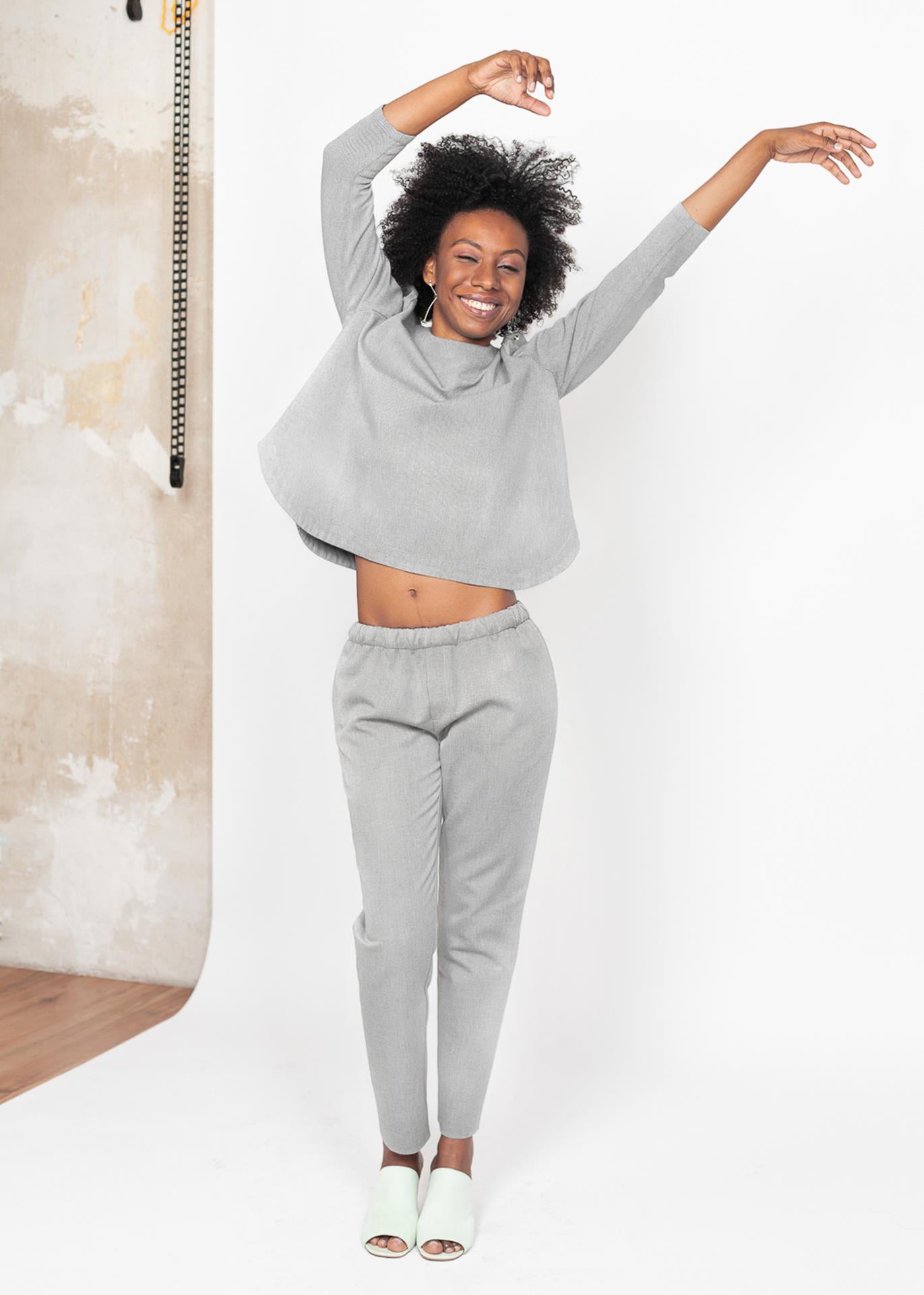 Cecil - Slim-leg Pants in Grey - 100% Cotton (organic) / 100 % Baumwolle (Bio)