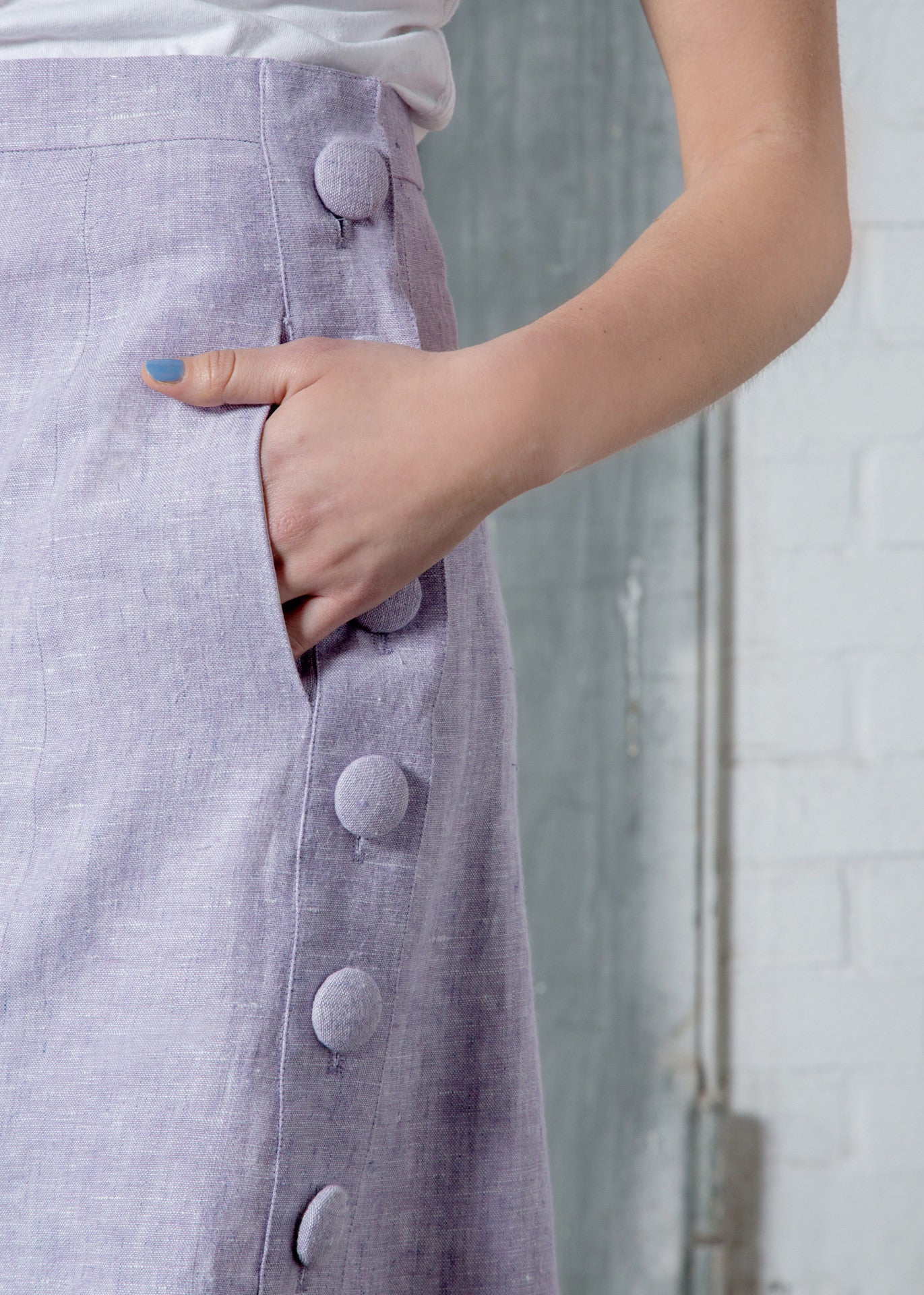 Lavender high waisted mini skirt - 100% true hemp / 100 % Hanf
