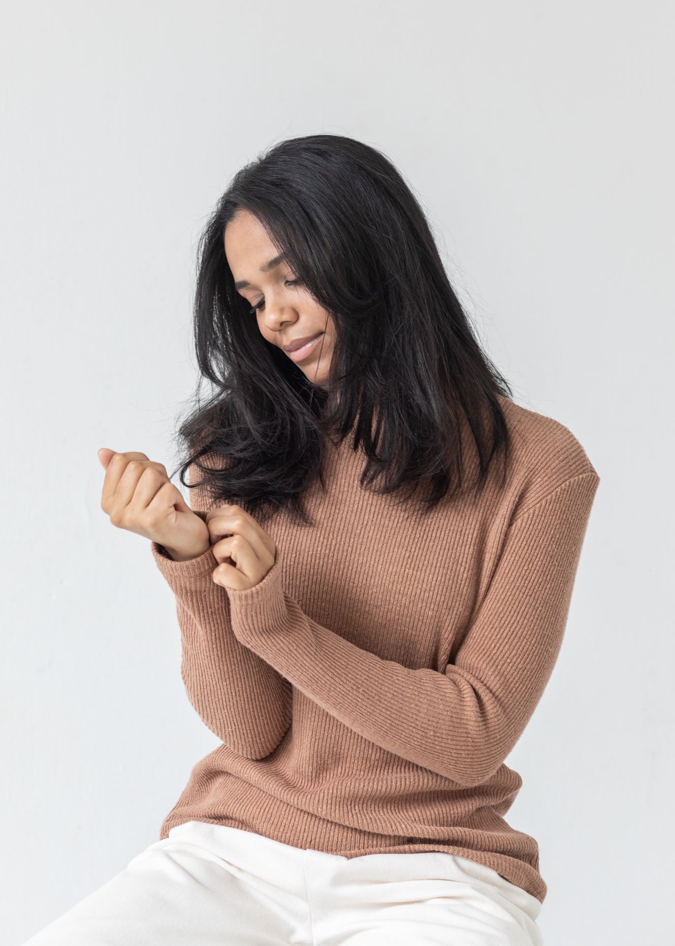Park - Turtleneck Sweater in Brown - 100% true hemp / 100 % Hanf