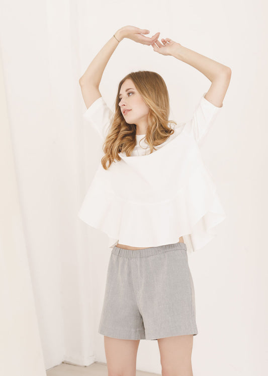 Eva - Shorts in Grey - 100% Cotton (organic) / 100 % Baumwolle (Bio)