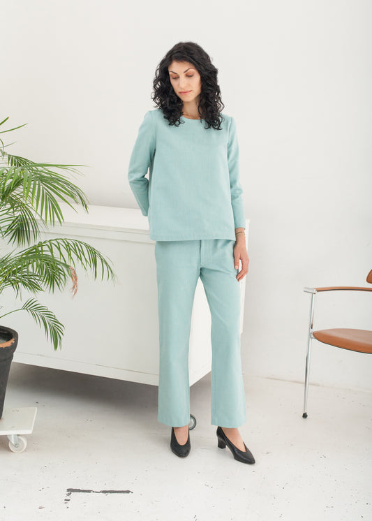 Triadic - Straight-leg Pants in Green - 100% Cotton (organic) / 100 % Baumwolle (Bio)