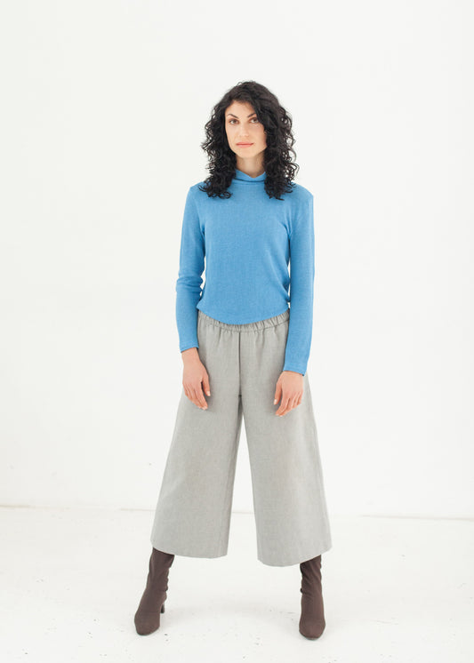 Park – Loose fit turtleneck sweater in Blue - 100% true hemp / 100 % Hanf