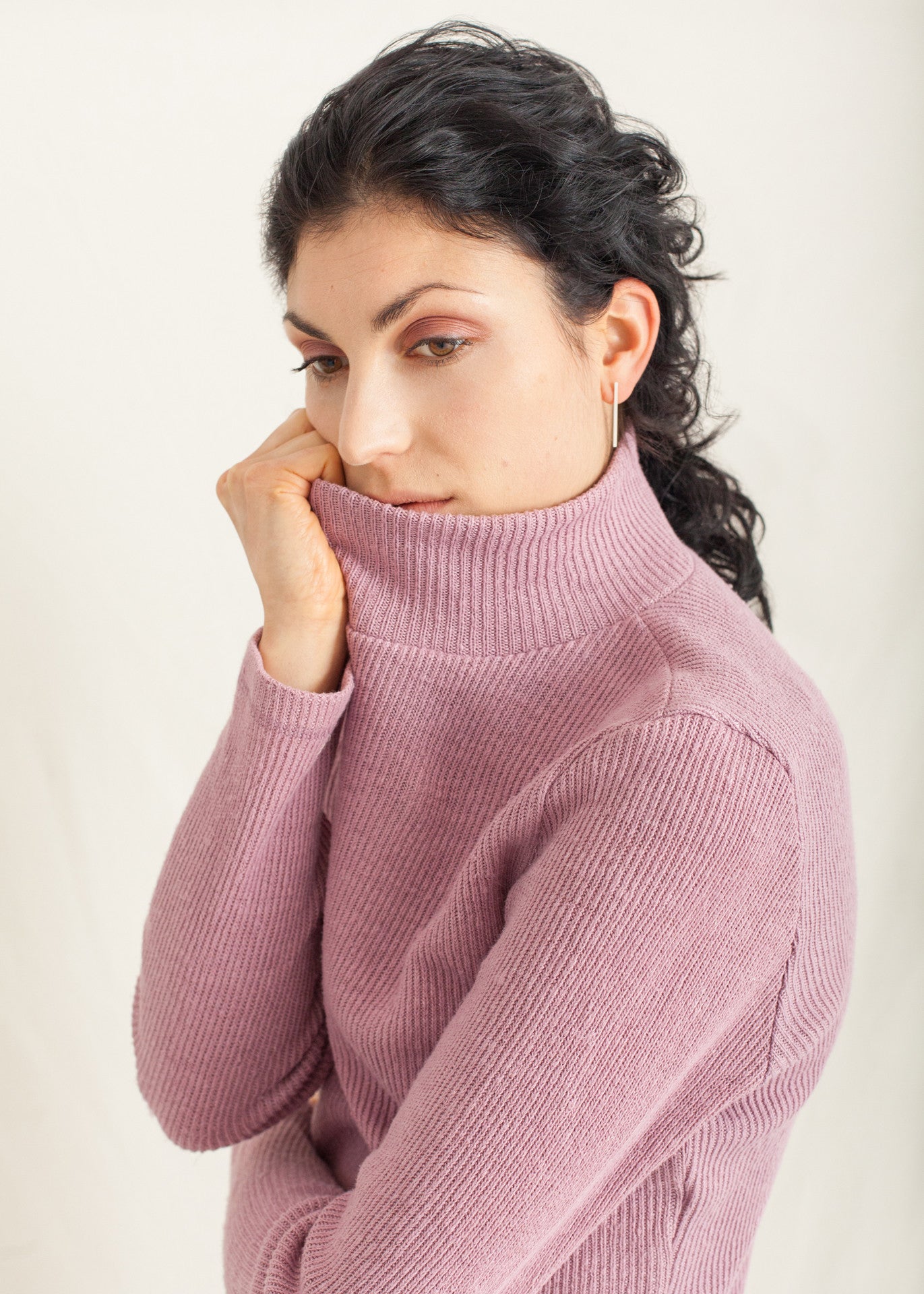 Park - Turtleneck Sweater in Pink - 100% true hemp / 100 % Hanf