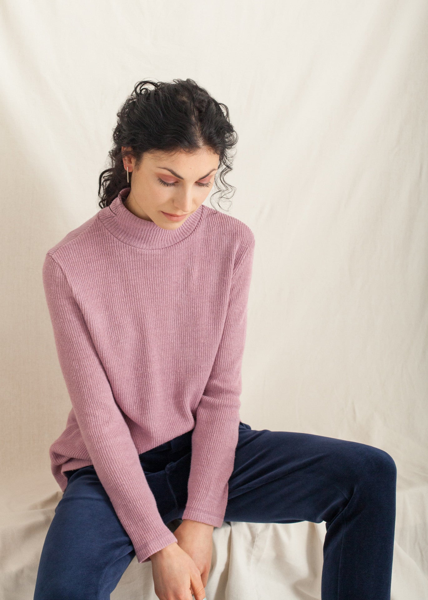 Park - Turtleneck Sweater in Pink - 100% true hemp / 100 % Hanf