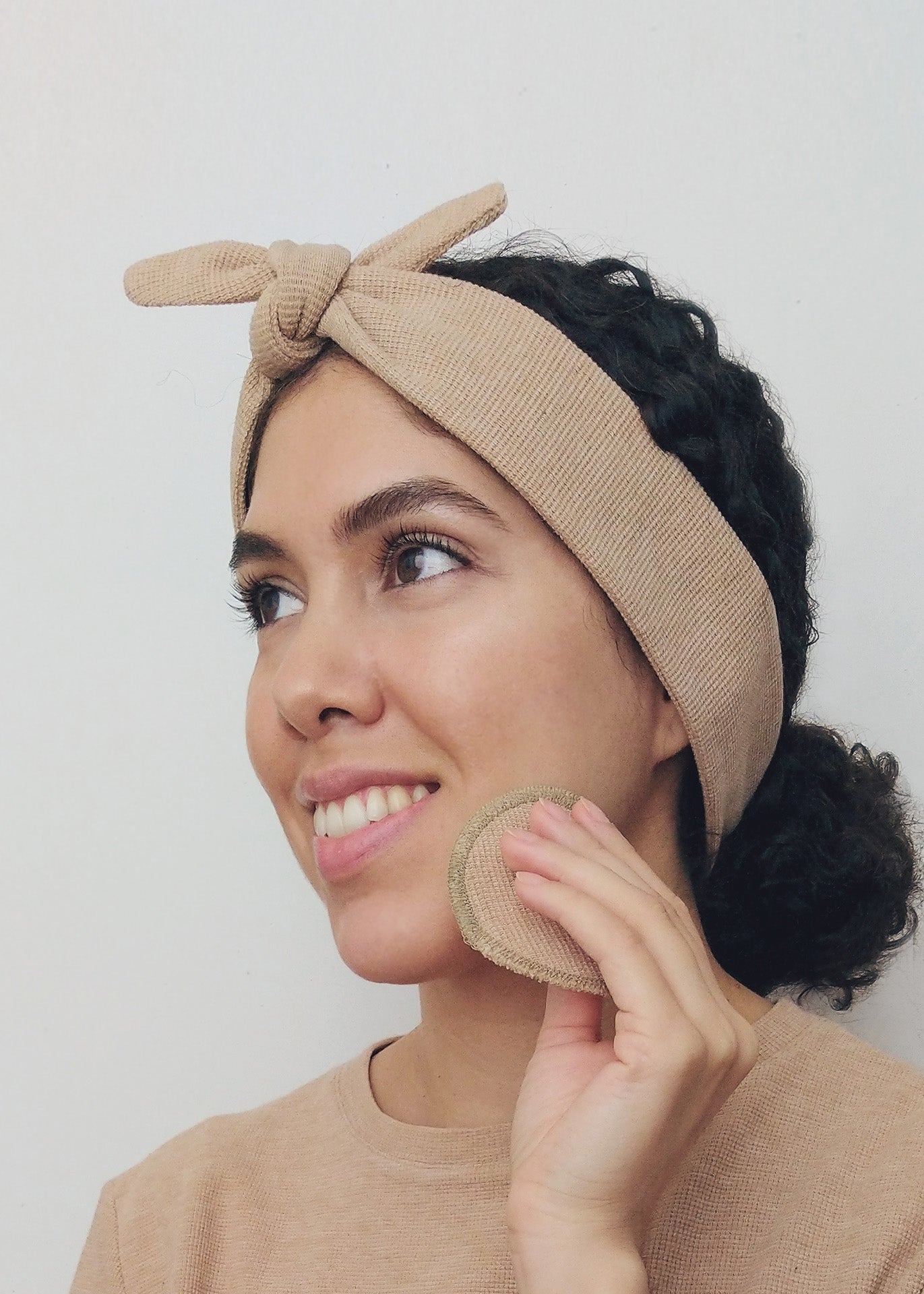 Face Pads & Pouch - Gingham/Brown Organic Cotton