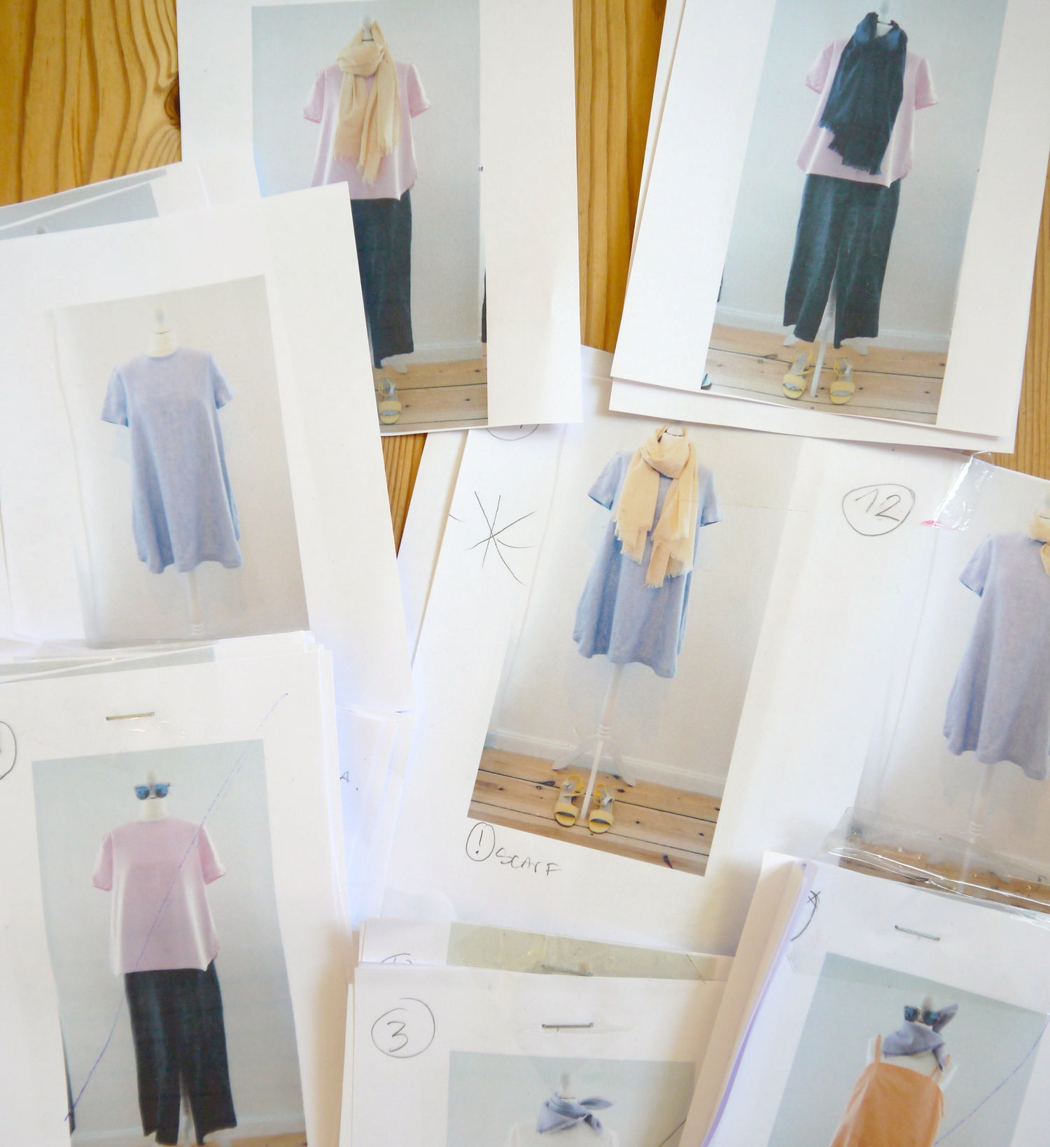 Collage of clothing images on a white background