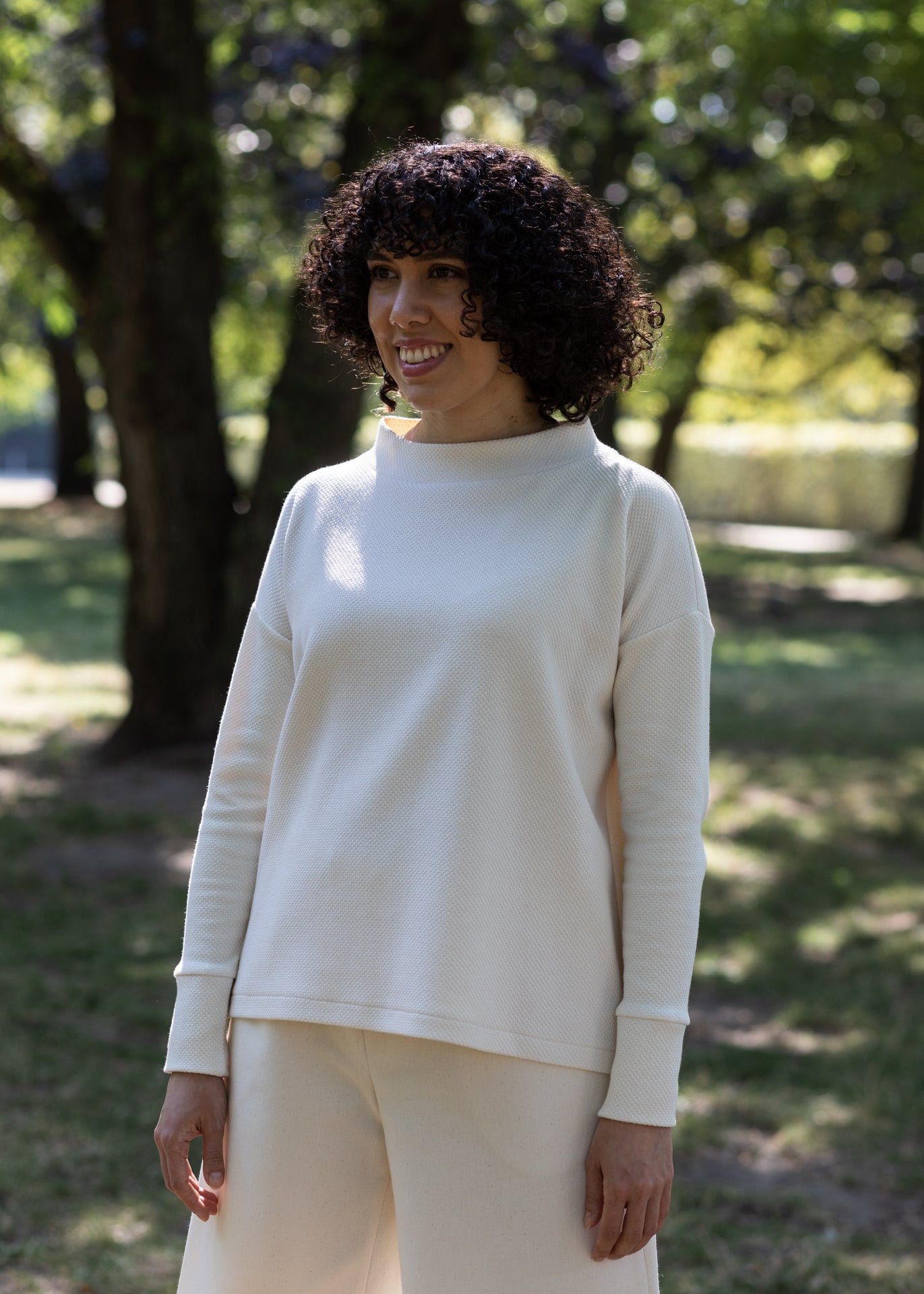 Andes - Pullover in Ivory Jacquard - 100% Cotton (organic) / 100 % Baumwolle (Bio)