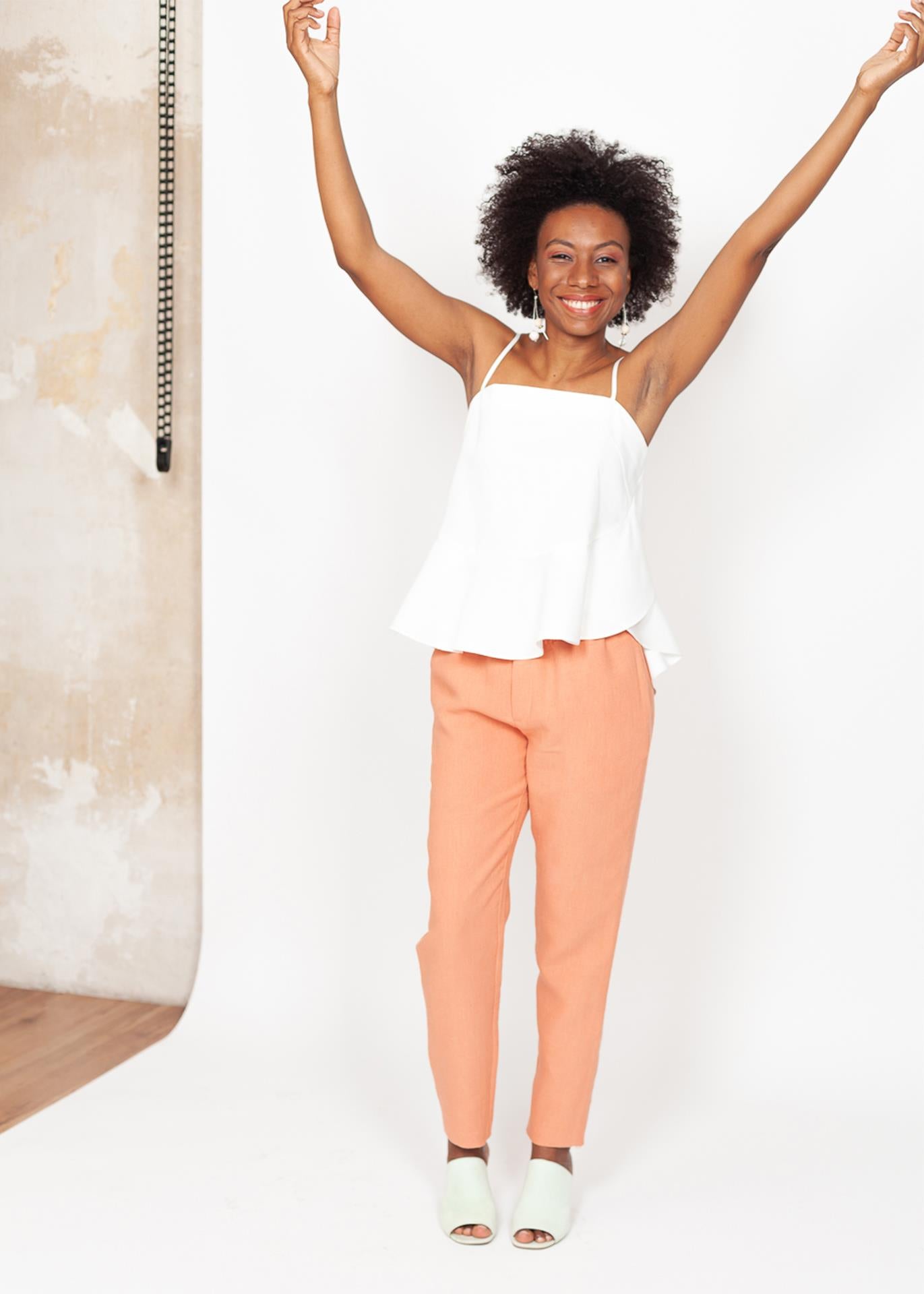 Cecil - Slim-leg Pants in Coral - 100% true hemp / 100 % Hanf