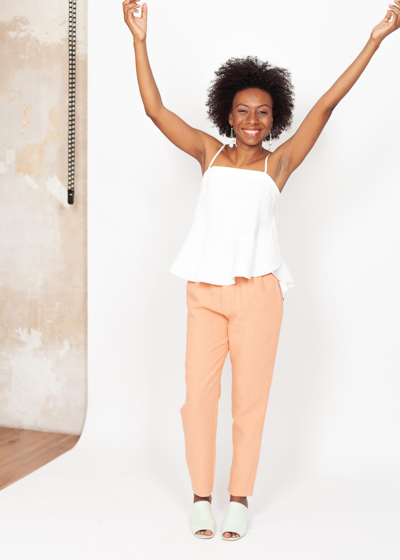 Cecil - Slim-leg Pants in Peach - 100% true hemp / 100 % Hanf