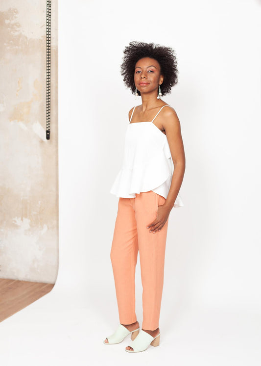 Cecil - Slim-leg Pants in Coral - 100% true hemp / 100 % Hanf