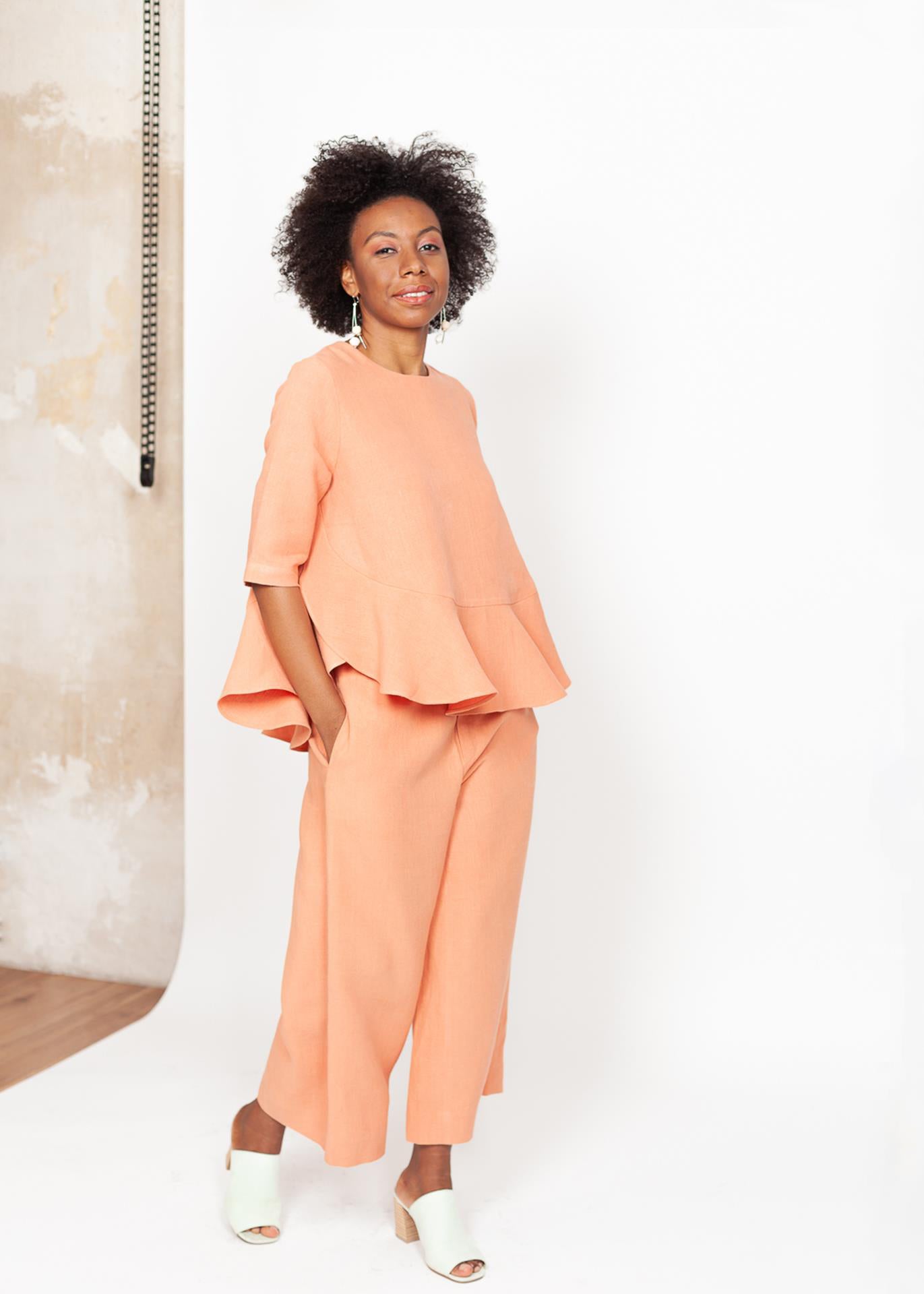 Triadic II – Wide-Leg Pants in Coral - 100% true hemp / 100 % Hanf