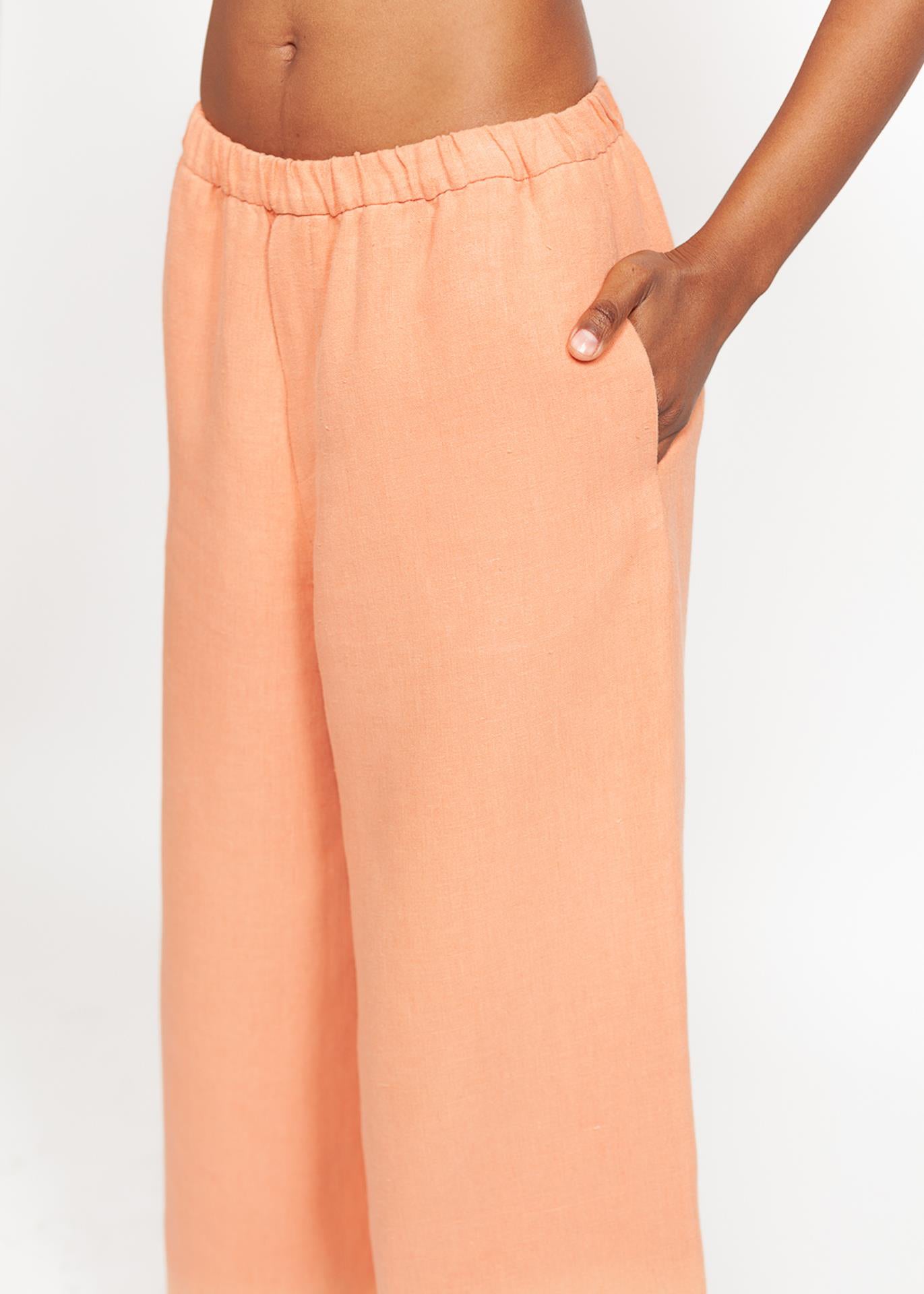 Triadic II – Wide-Leg Pants in Coral - 100% true hemp / 100 % Hanf