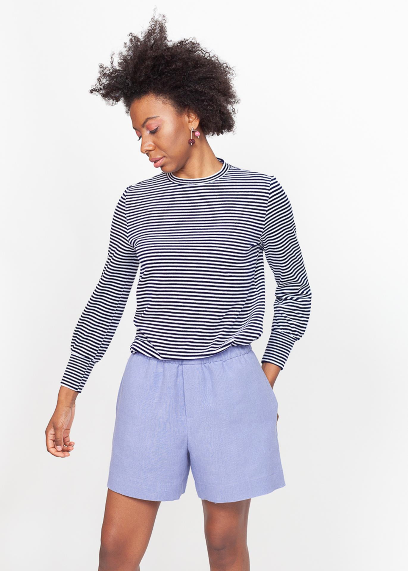 Nicole - Jersey Top in Striped Velour - 80% cotton (organic), 20% polyester / 80 % Baumwolle (Bio), 20% Polyester
