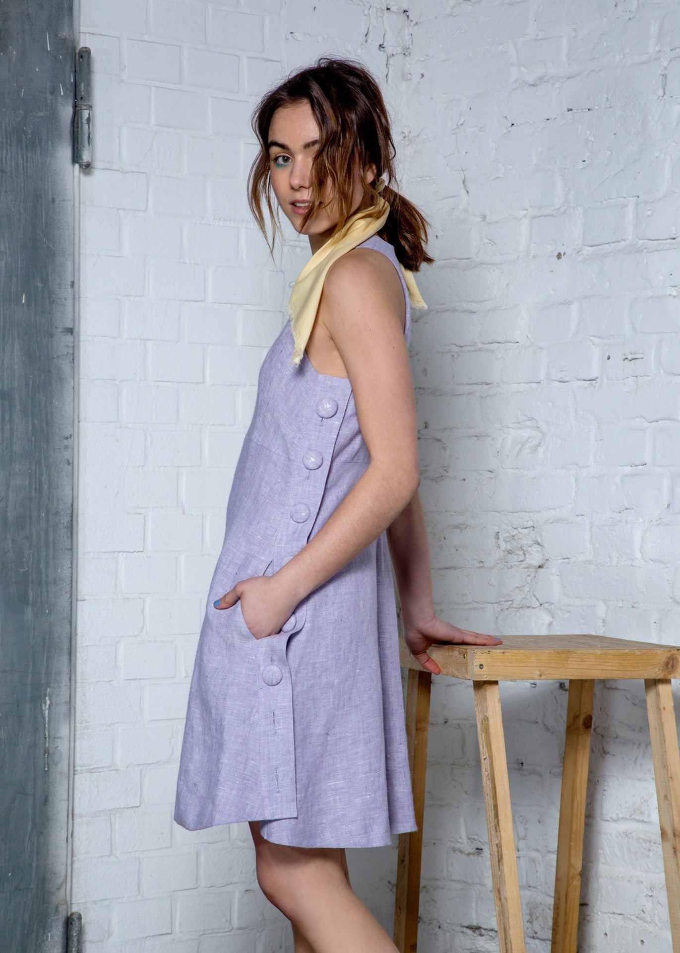 Lavender hemp halter dress - 100% true hemp / 100 % Hanf