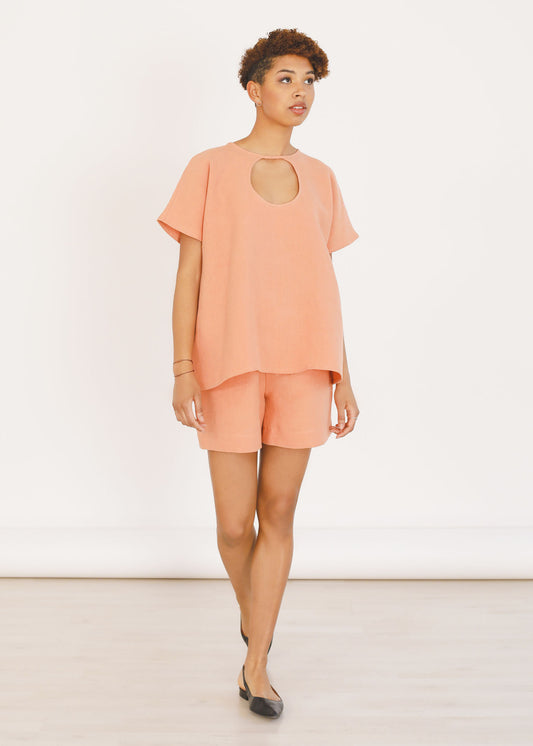 Siena - Cut-out Top in Coral - 100% true hemp / 100 % Hanf