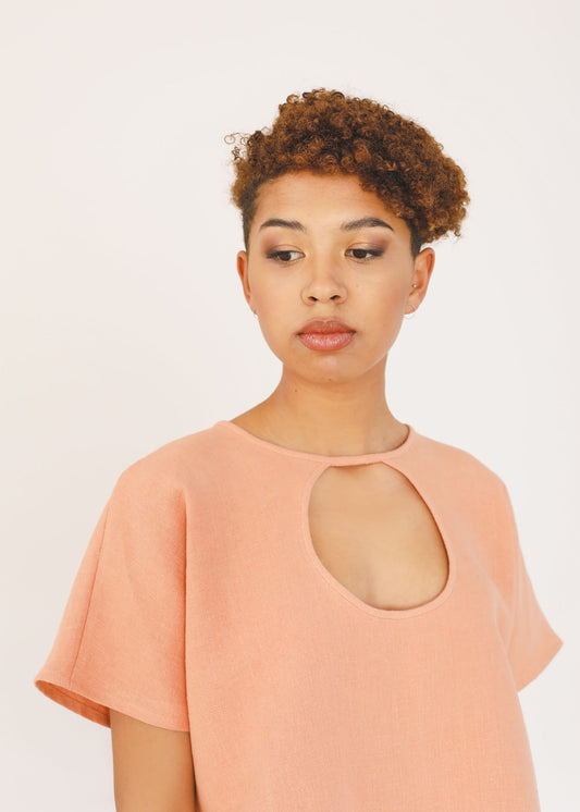 Siena - Cut-out Top in Coral - 100% true hemp / 100 % Hanf