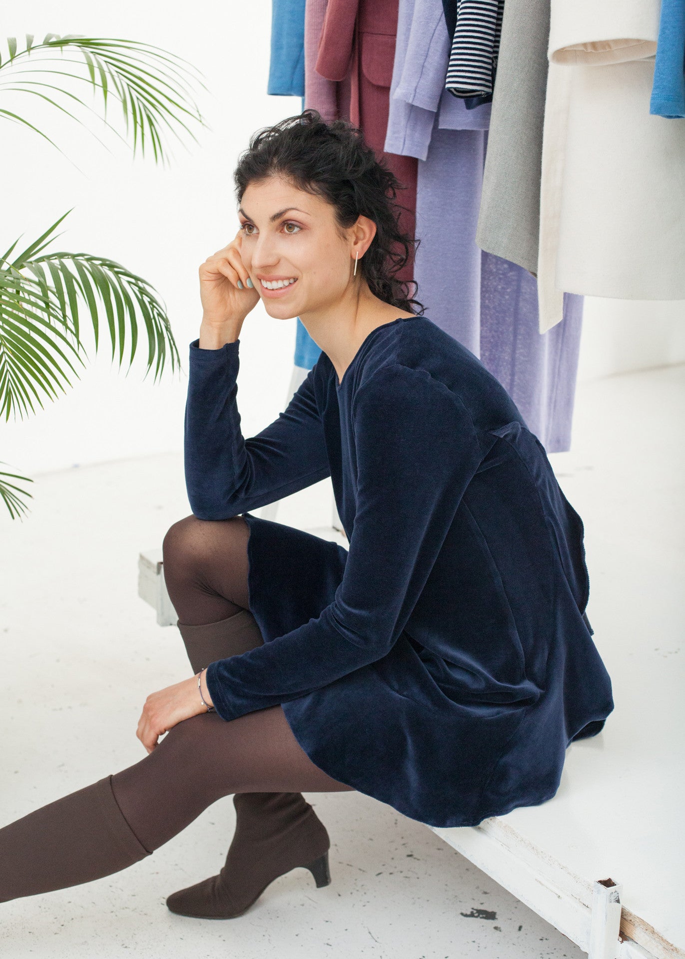 Midnight - Navy Velour Dress - 100% Cotton (organic) / 100 % Baumwolle (Bio)