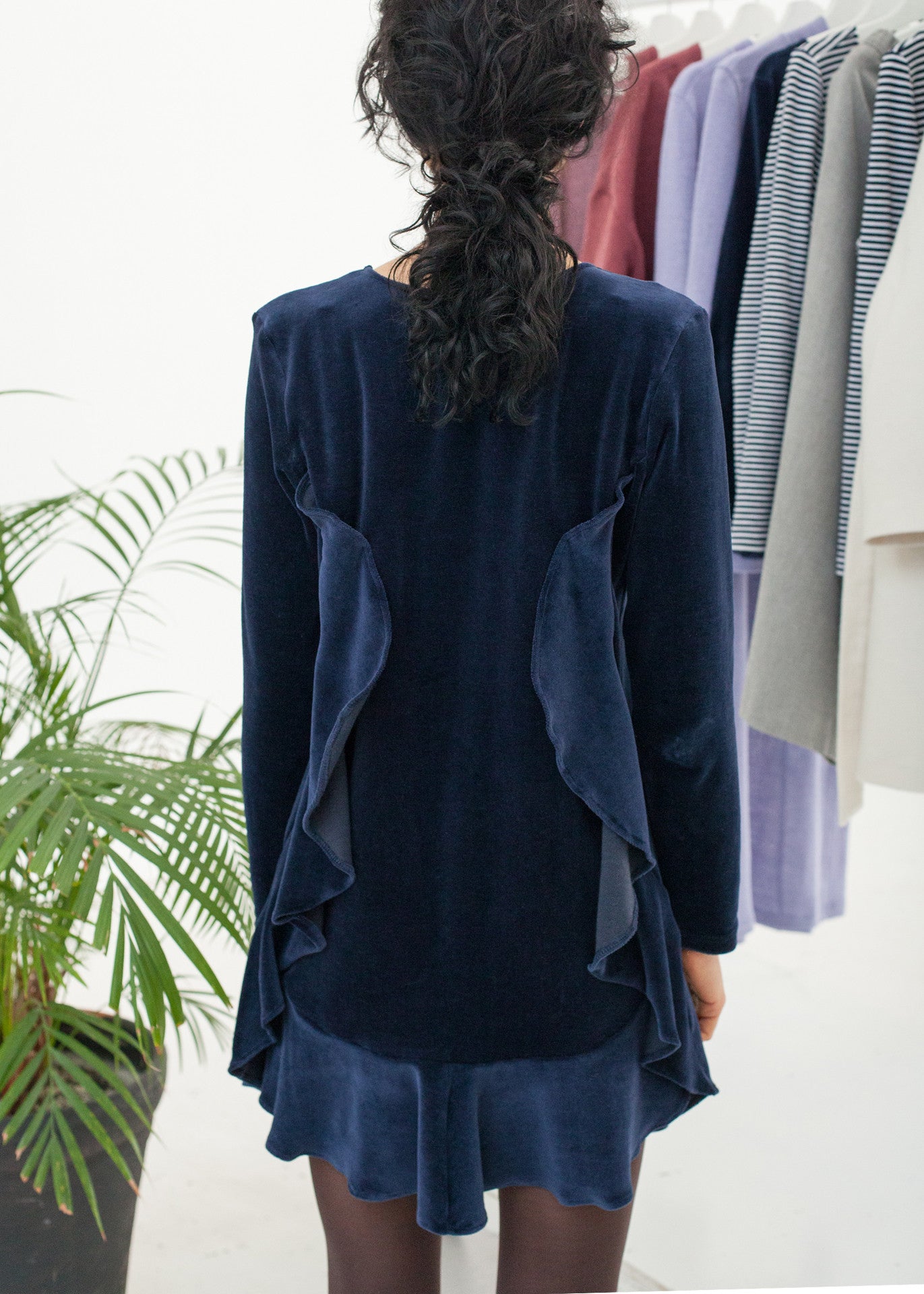Midnight - Navy Velour Dress - 100% Cotton (organic) / 100 % Baumwolle (Bio)