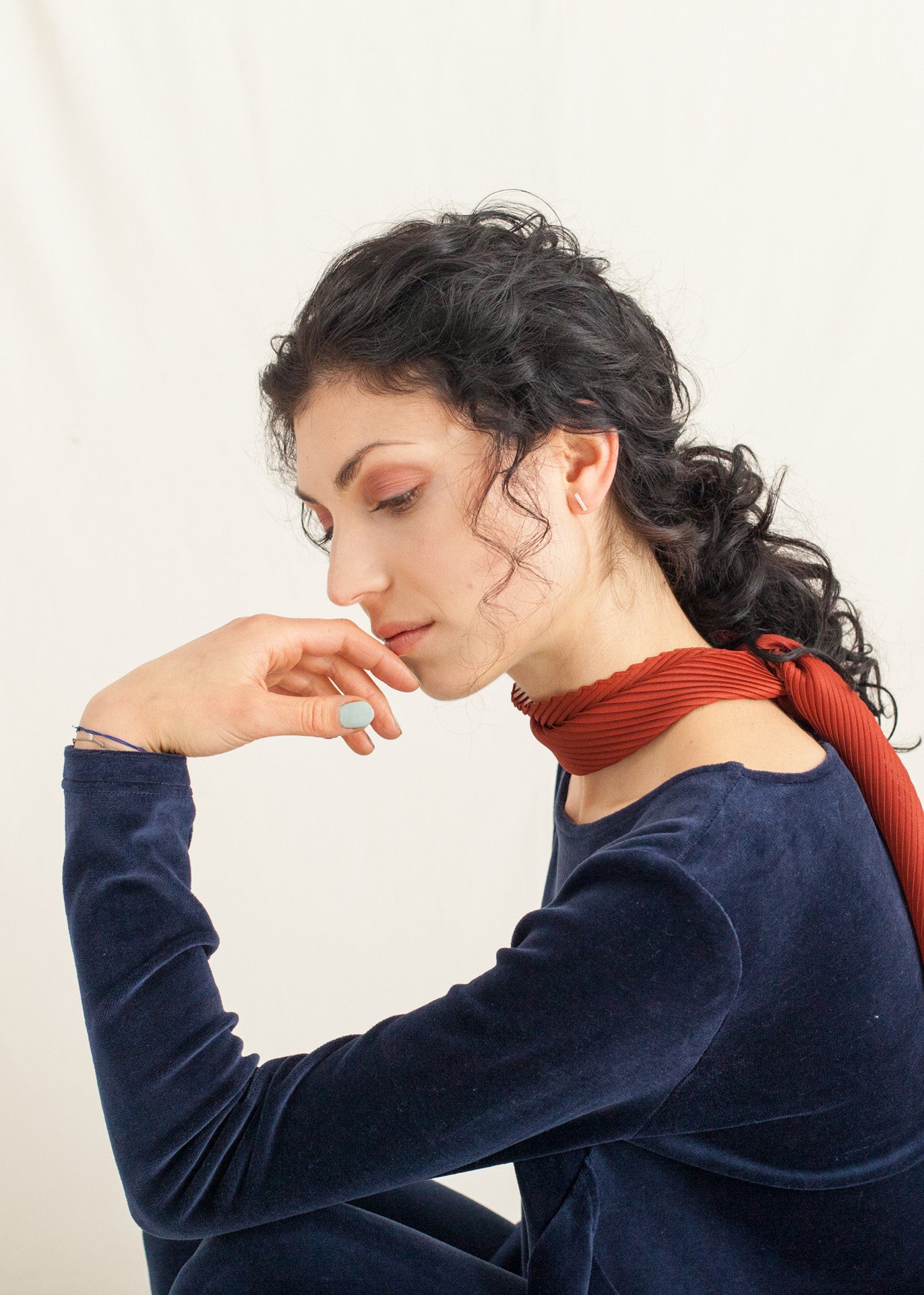 Midnight – Navy Velour Top - 100% Cotton (organic) / 100 % Baumwolle (Bio)