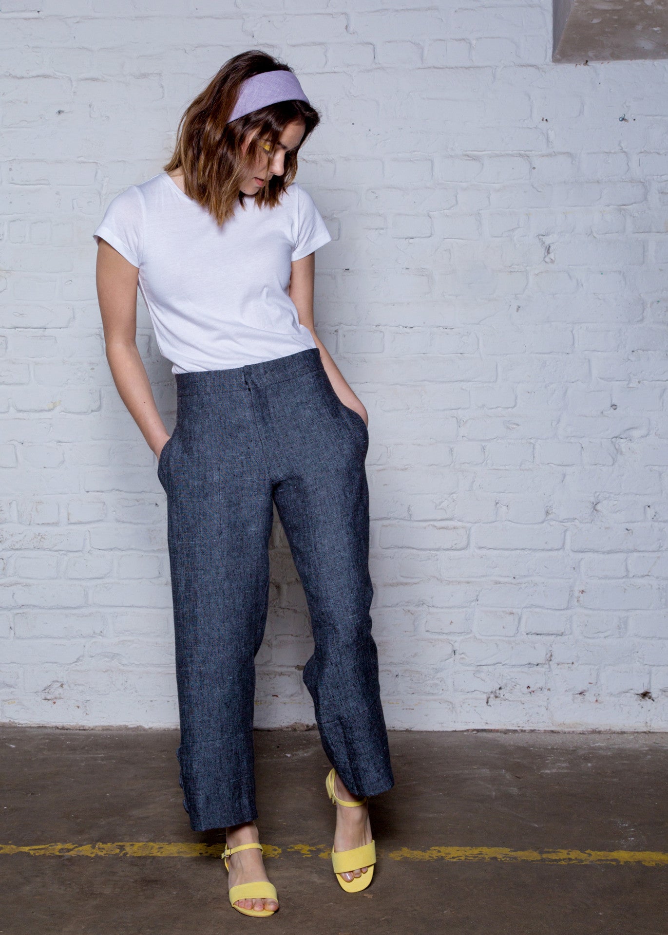 Black High waisted straight trousers - 100% true hemp / 100 % Hanf