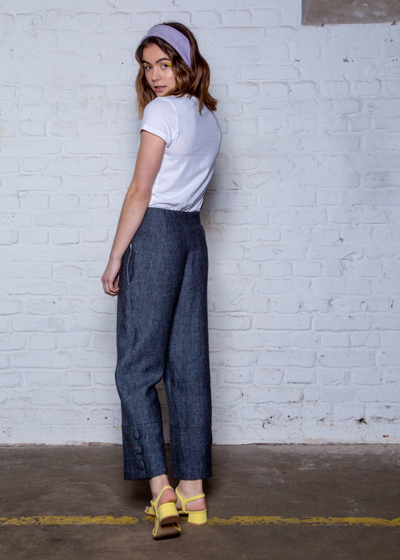 Black High waisted straight trousers - 100% true hemp / 100 % Hanf