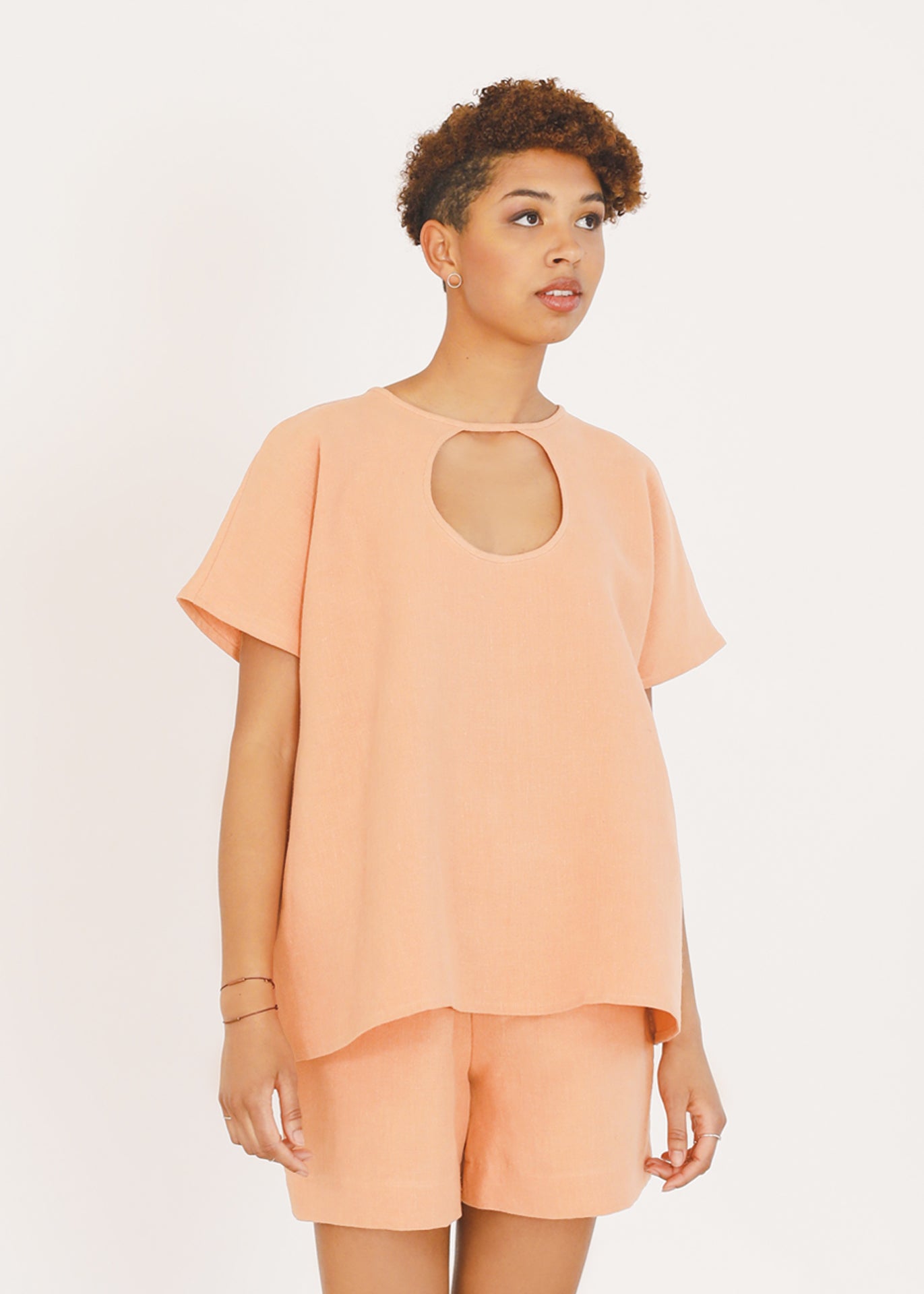 Siena - Cut-out Top in Peach - 100% true hemp / 100 % Hanf