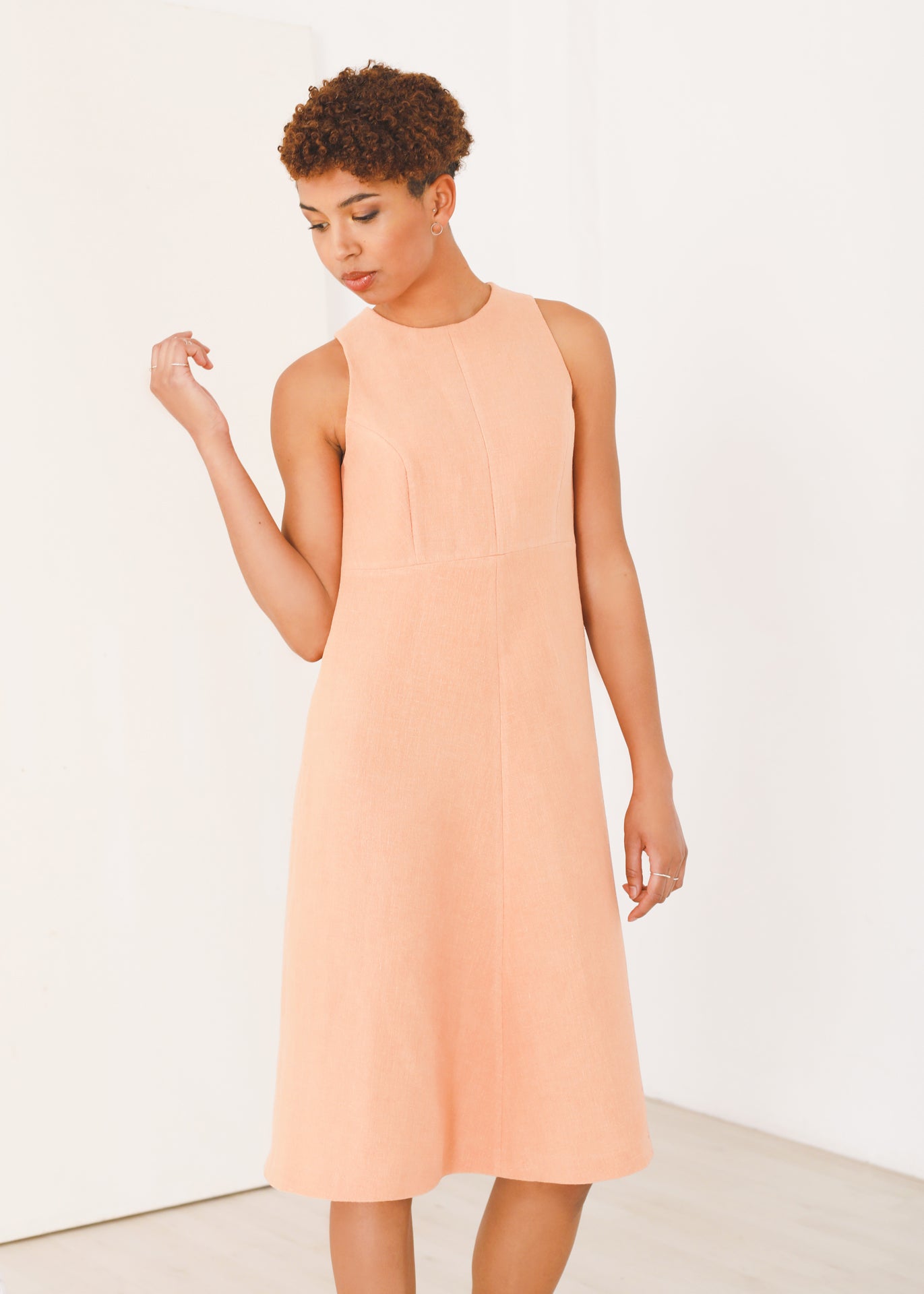 Flora - Halter Dress in Peach - 100% true hemp / 100 % Hanf