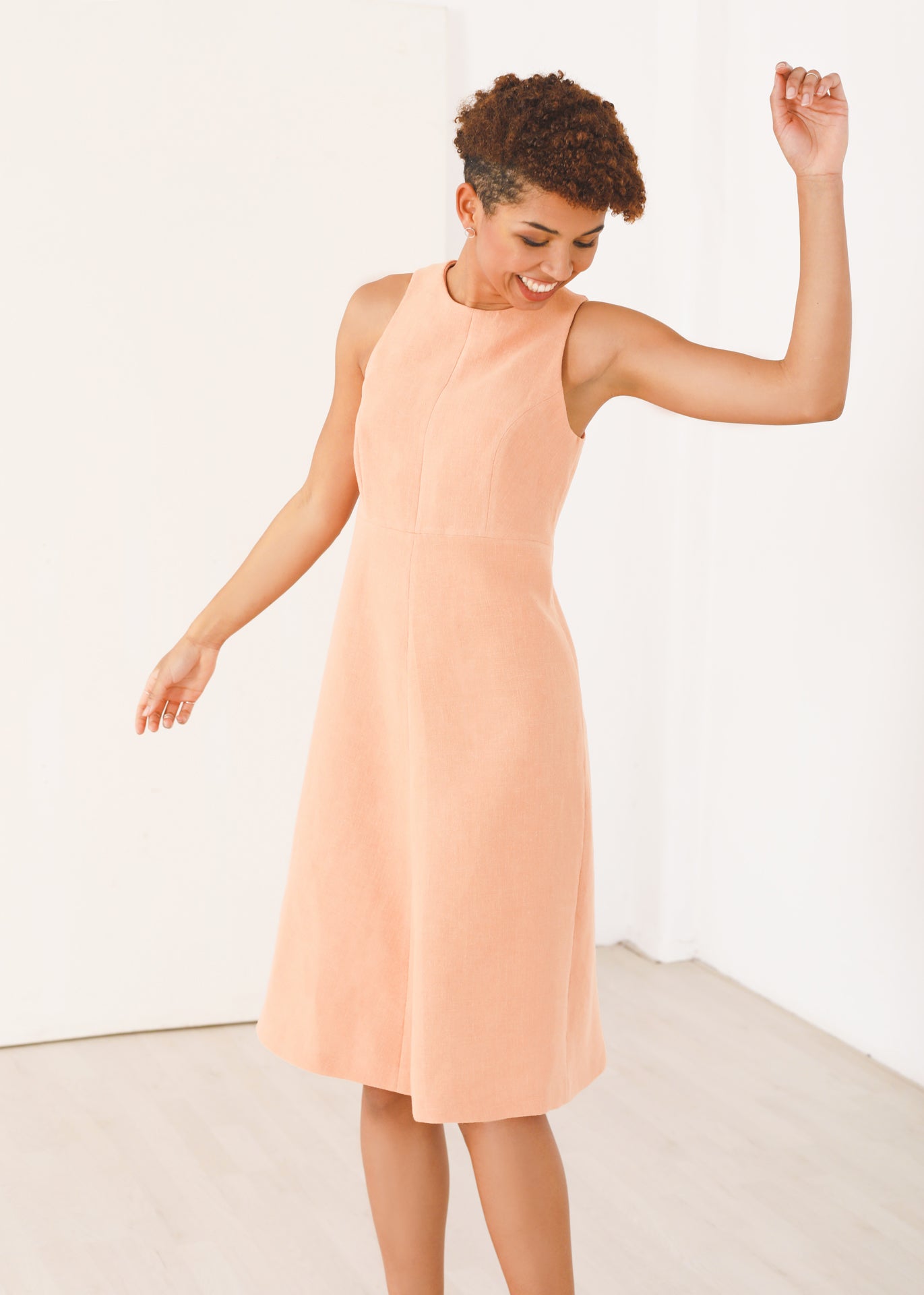 Flora - Halter Dress in Peach - 100% true hemp / 100 % Hanf